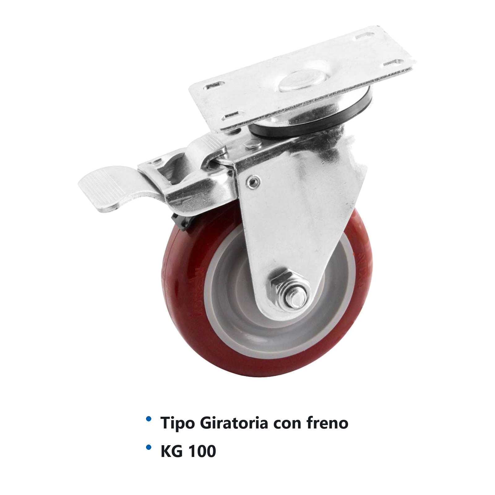 RODAJA MARRON PU GIRA. C/FRENO TOTAL 3X1-1/4" - Imagen 2