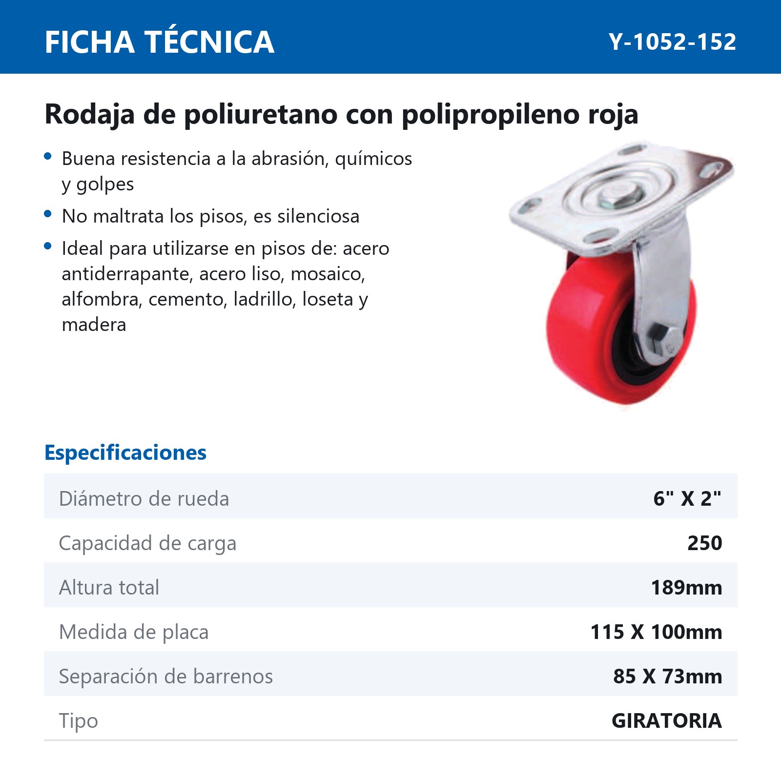 RODAJA PU C/PP GIRA. 6X2" - Imagen 2