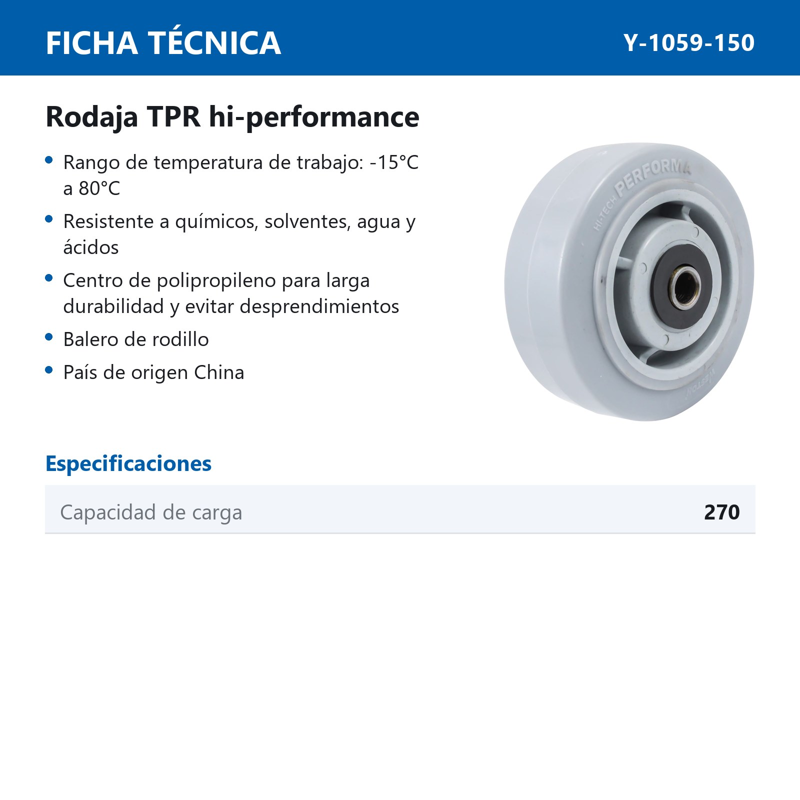 RUEDA TPR HI-PERFORMANCE 6X2" - Imagen 2