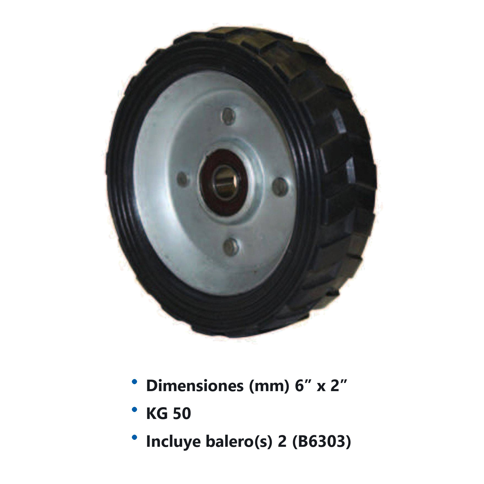 RUEDA P/DIABLO 6X5/8" 2 BALERO - Imagen 2