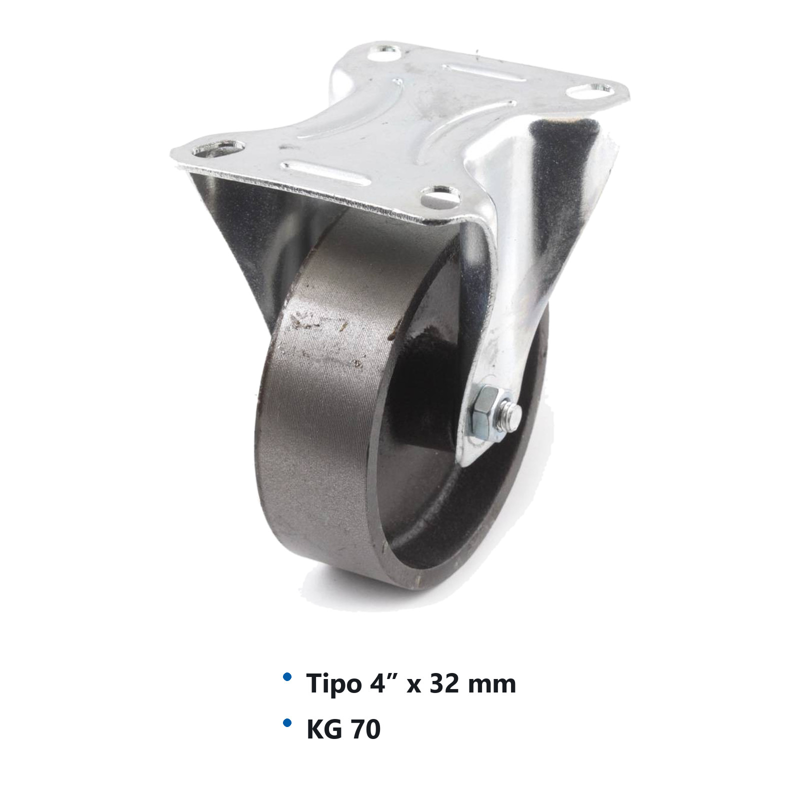 RODAJA DE FIERRO FIJA C/BUJE 4" x 32 mm - Imagen 2