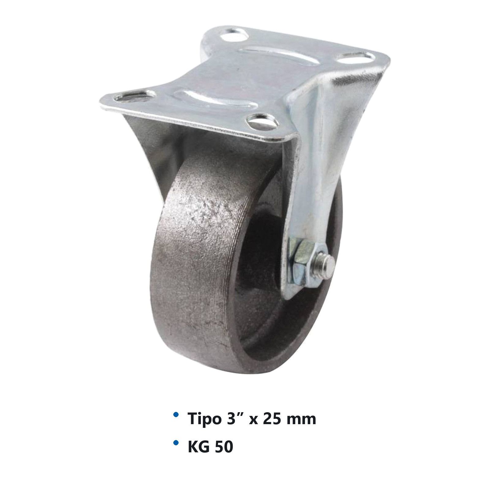 RODAJA DE FIERRO FIJA C/BUJE 3" x 25mm - Imagen 2