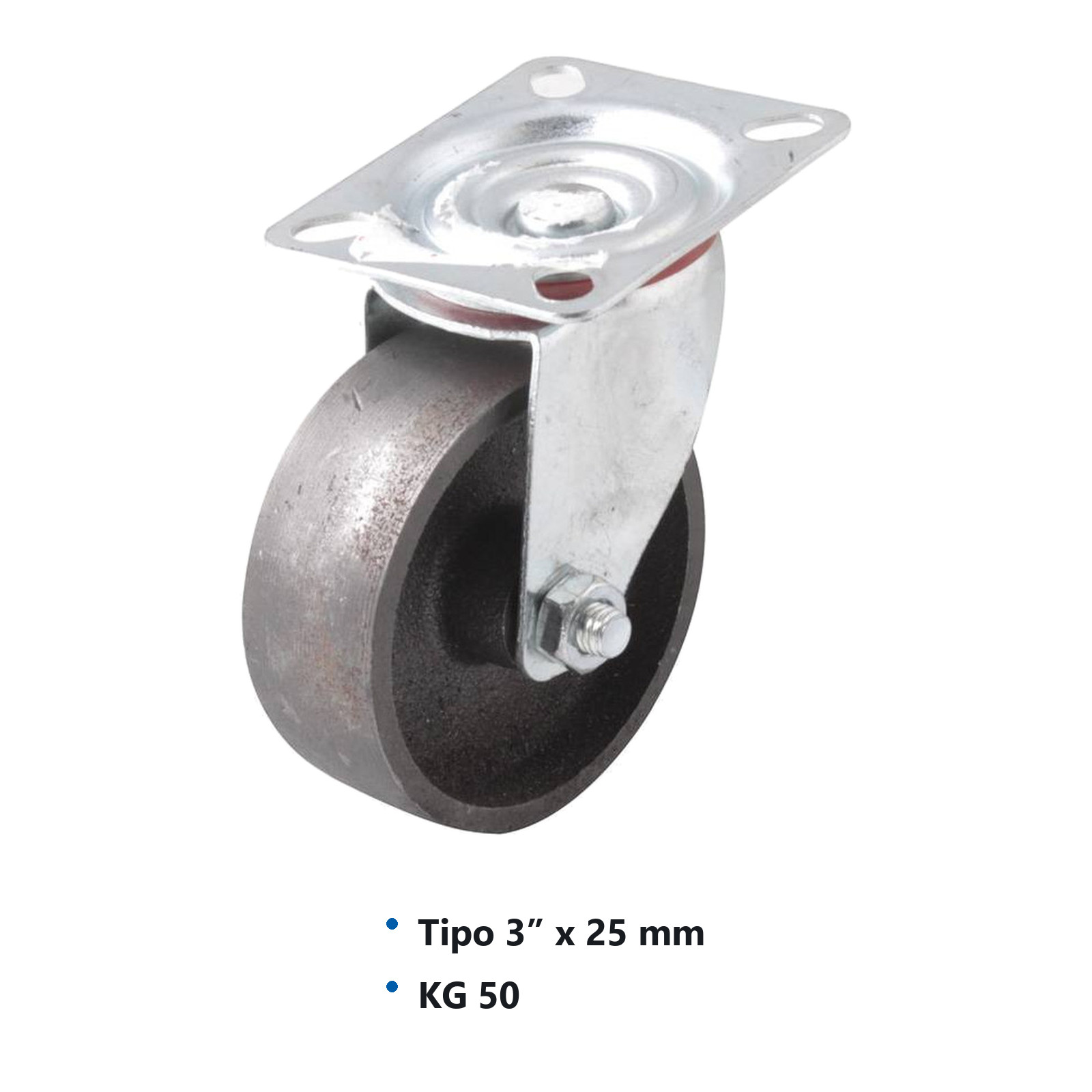 RODAJA DE FIERRO GIRA. C/BUJE 3" x 25mm - Imagen 2