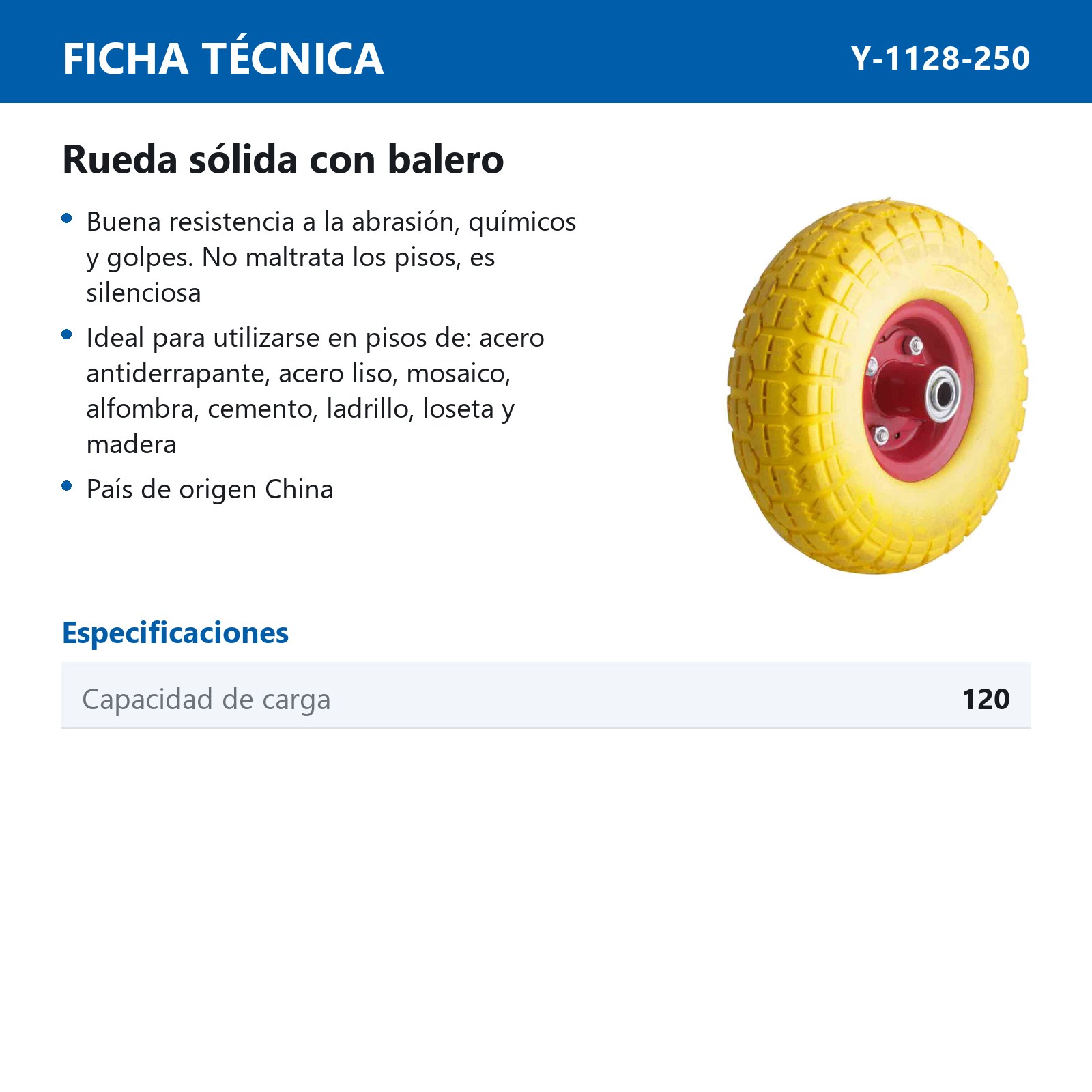 RUEDA SOLIDA ANTIPONCHADURA 10" X 3.50-4" - Imagen 2