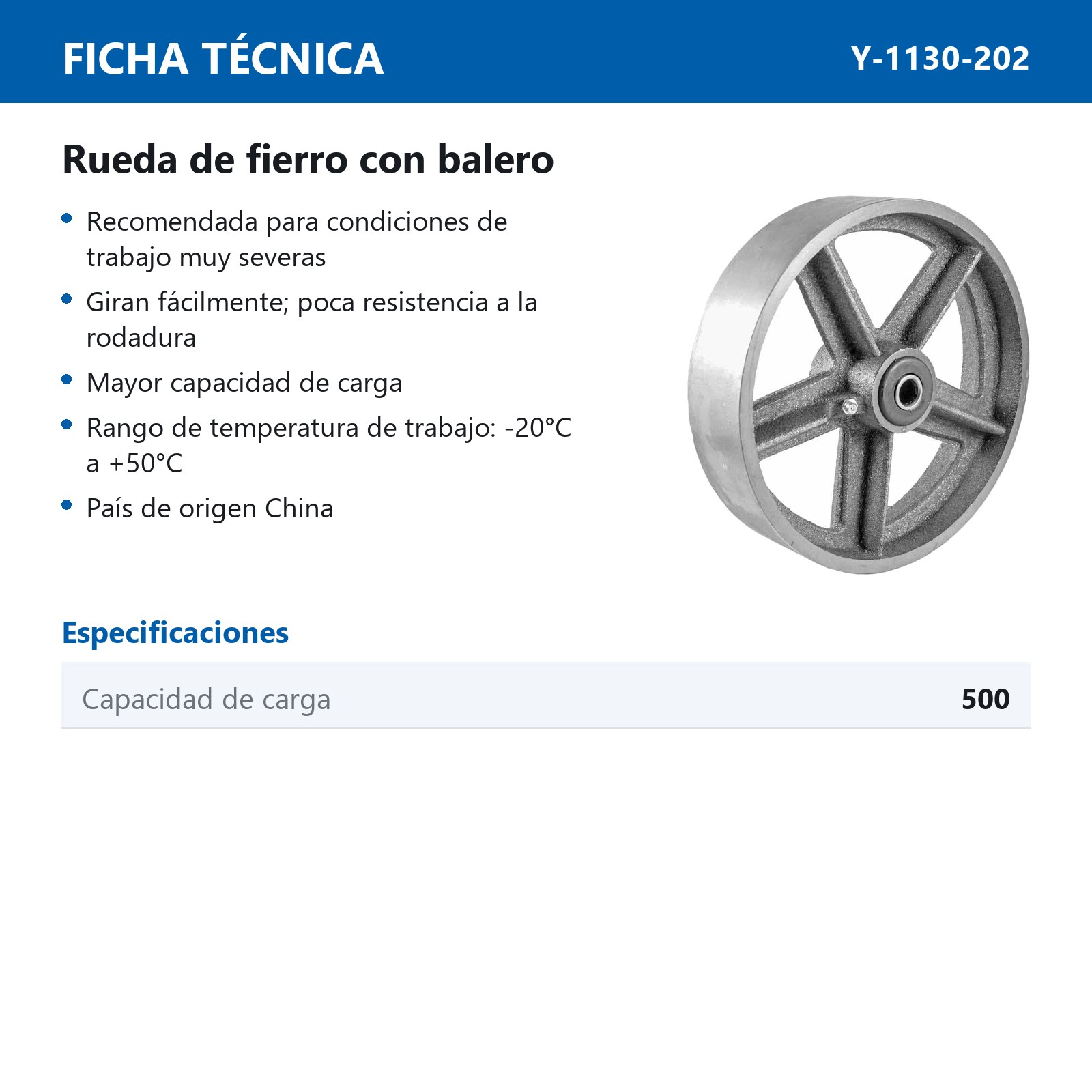 RUEDA FIERRO C/BALERO 8X2" - Imagen 2
