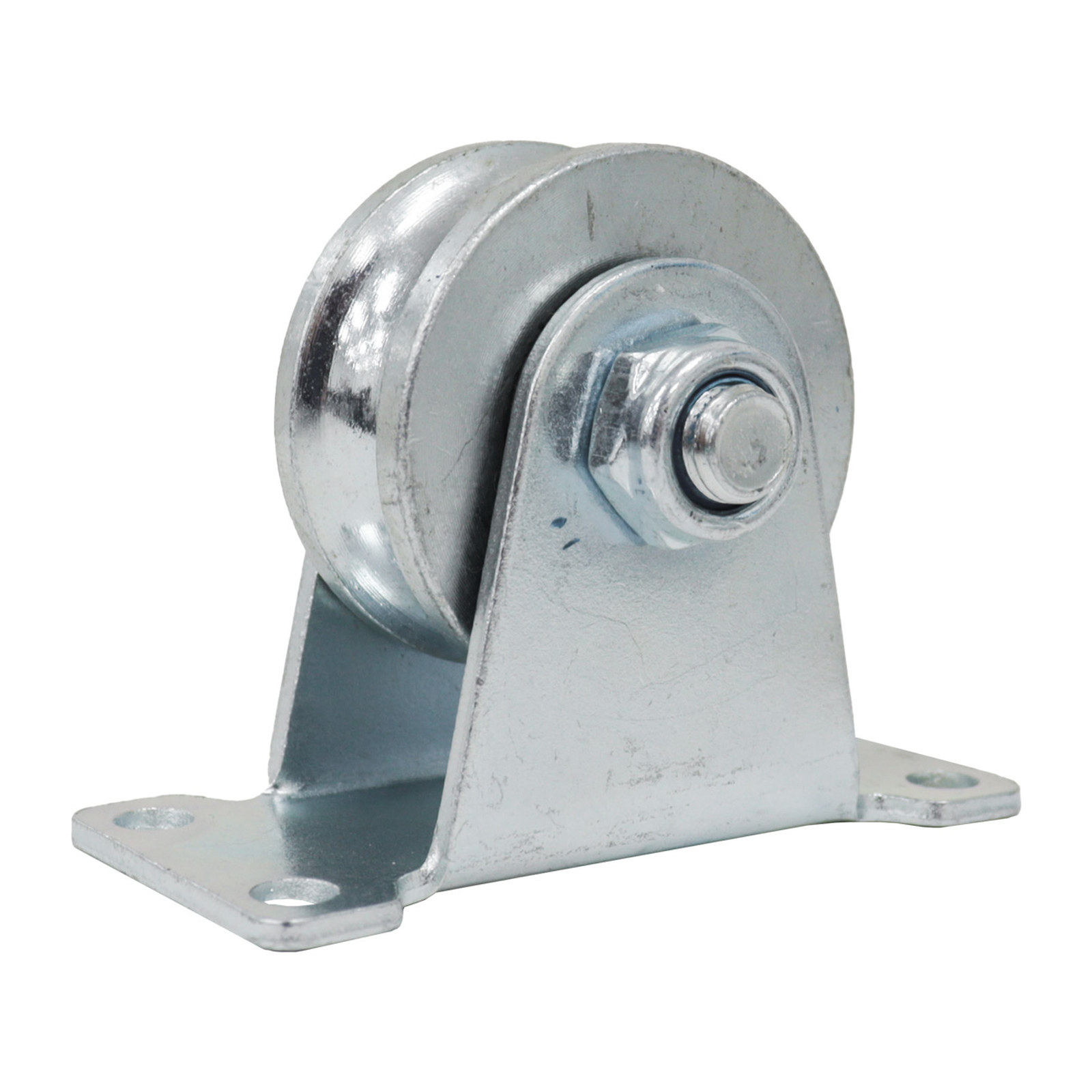 Rueda con Base para Puerta Corrediza de Acero Zincado Ranura U Fija 3" x 21.5 mm Weston