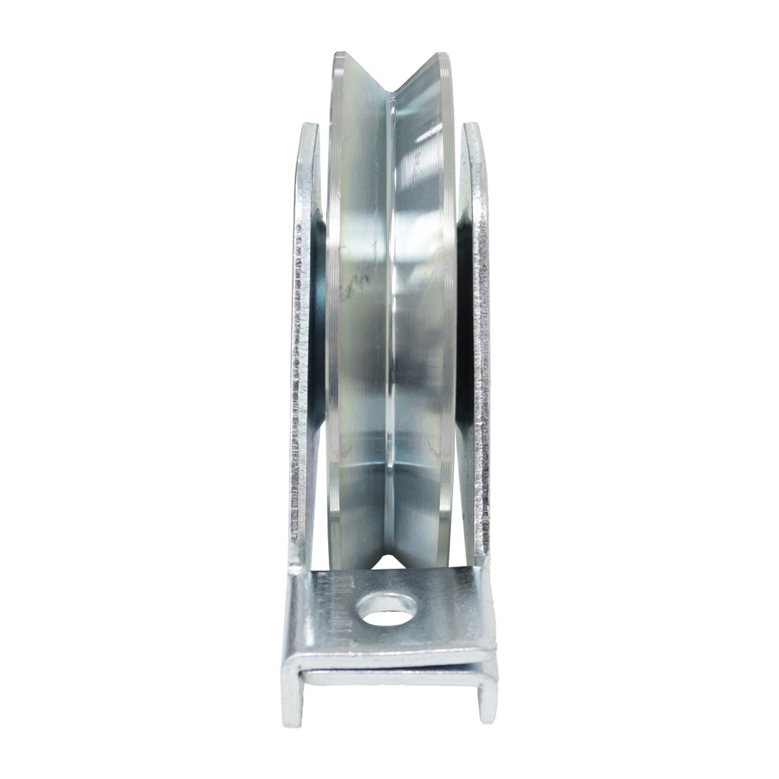 RUEDA P/PUERTA CORREDIZA  D/ACERO ZINCADA RANURA "V" FIJA 4" X 20MM - Imagen 3
