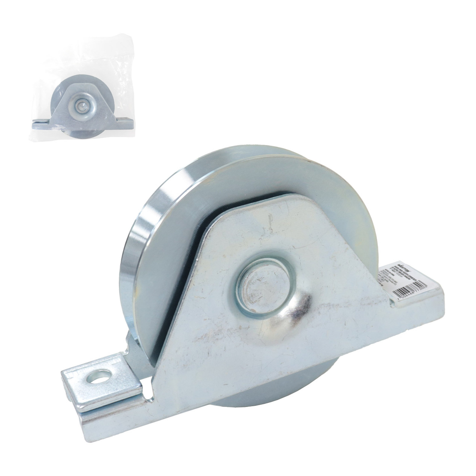 Rueda para Puerta Corrediza de Acero Zincado Ranura V Fija 3" x 20mm Weston