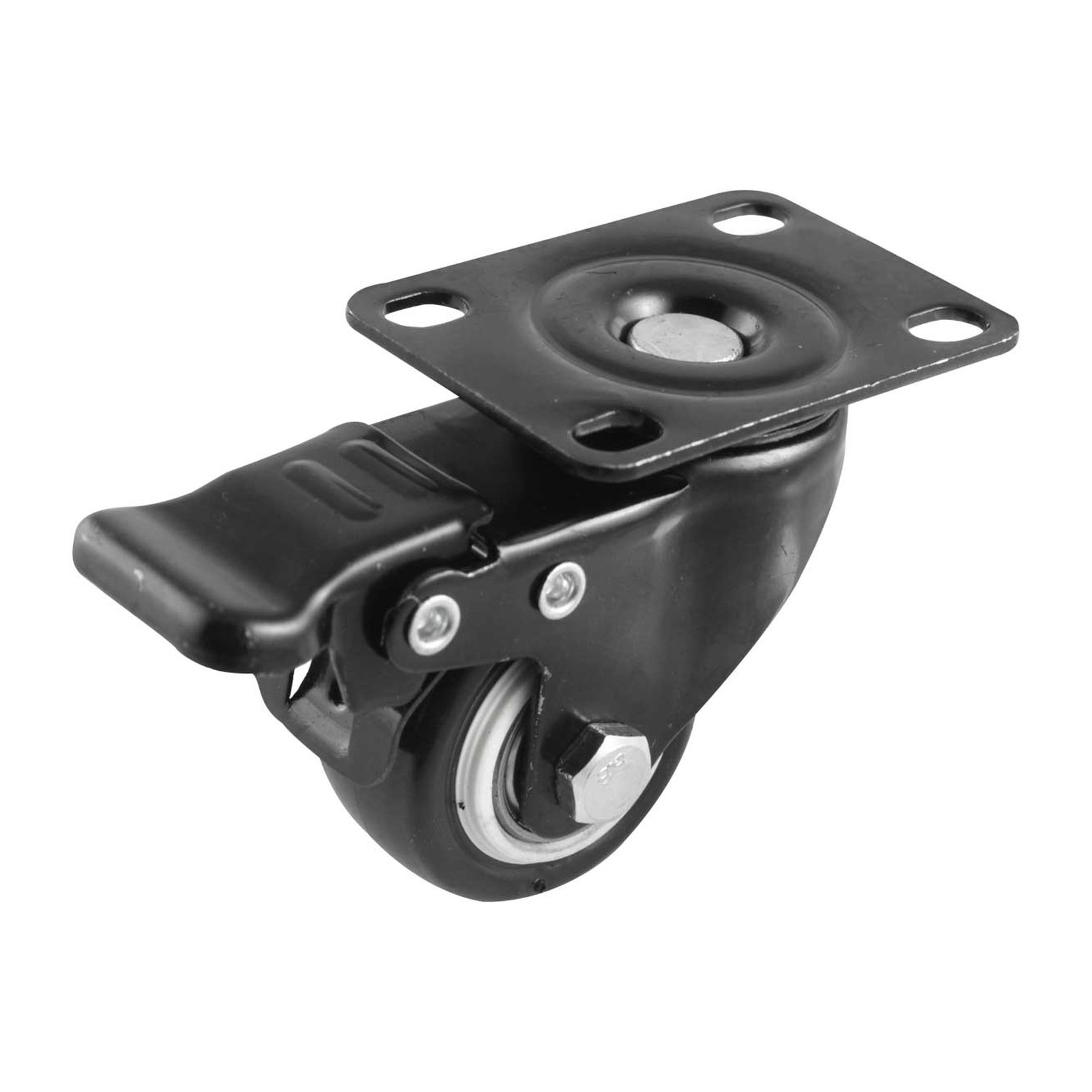 Rodaja Negra de Poliuretano con Balero Giratoria con Freno 1-1/2" (40x22mm) Weston