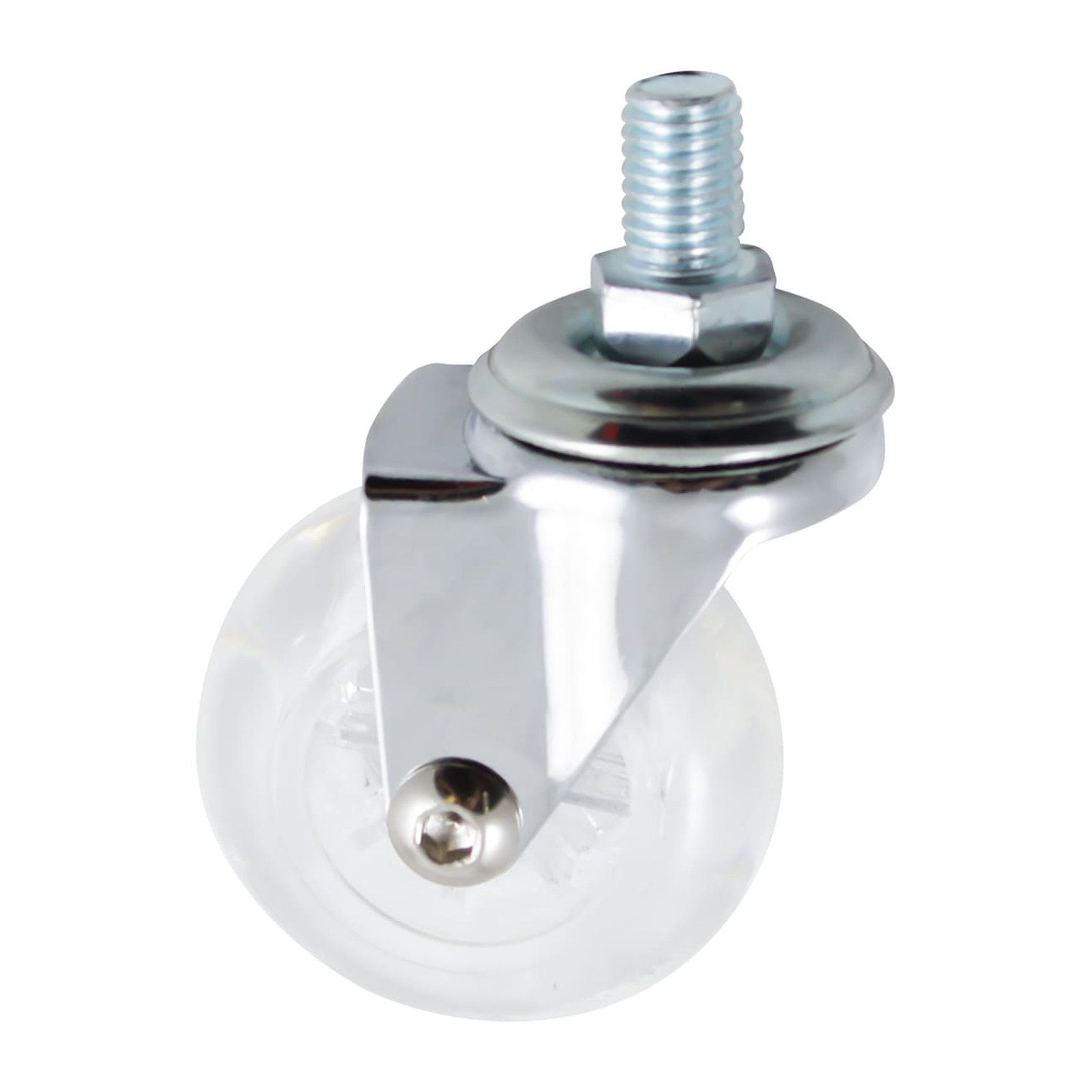 Rodaja Giratoria con Espiga Roscada PU Transparente 1-1/2" (38x17mm) Weston