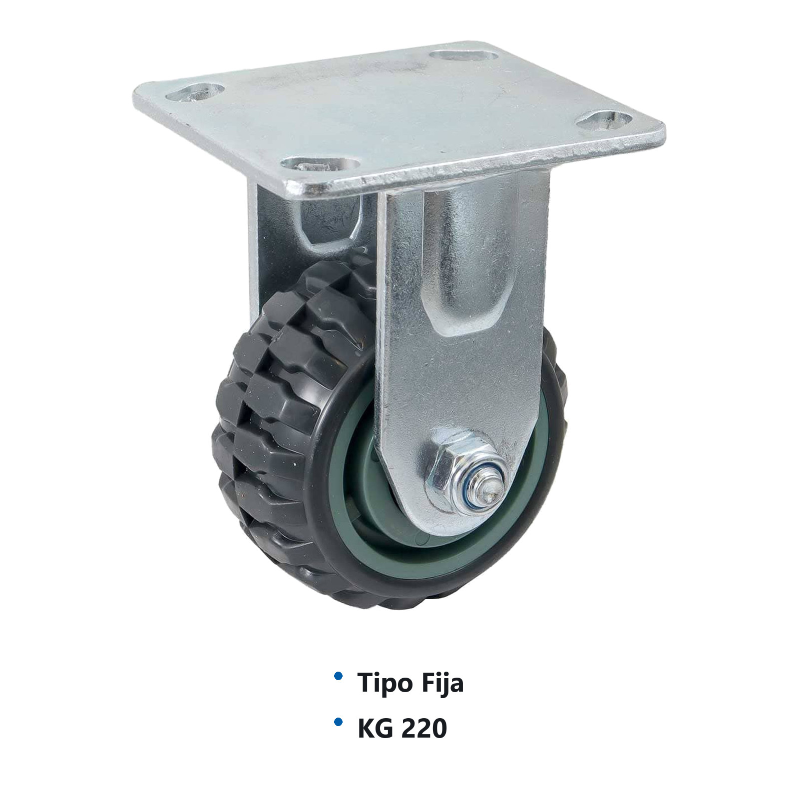 RODAJA DE PU CENTRO PP FIJA TIPO TRACTOR 4" (100*50MM) - Imagen 2