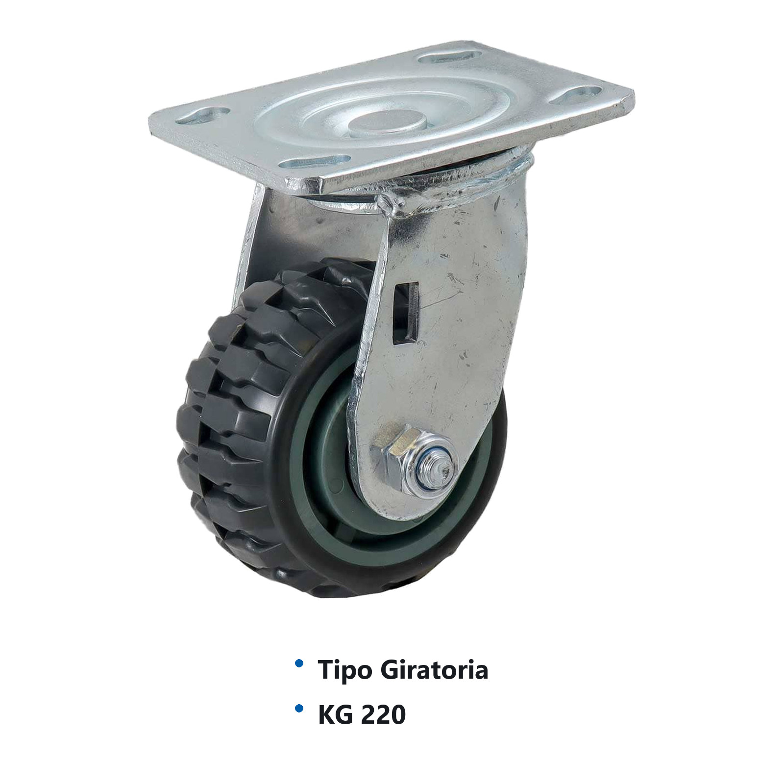 RODAJA DE PU CENTRO PP GIR. TIPO TRACTOR 4" (100*50MM) - Imagen 2