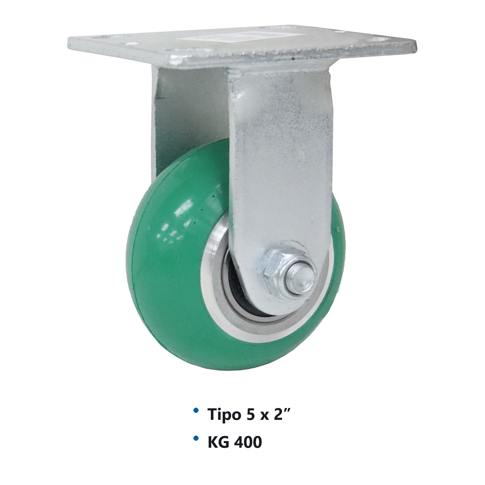 RODAJA PU VERDE C/ALUMINIO FIJA 5X2" - Imagen 2