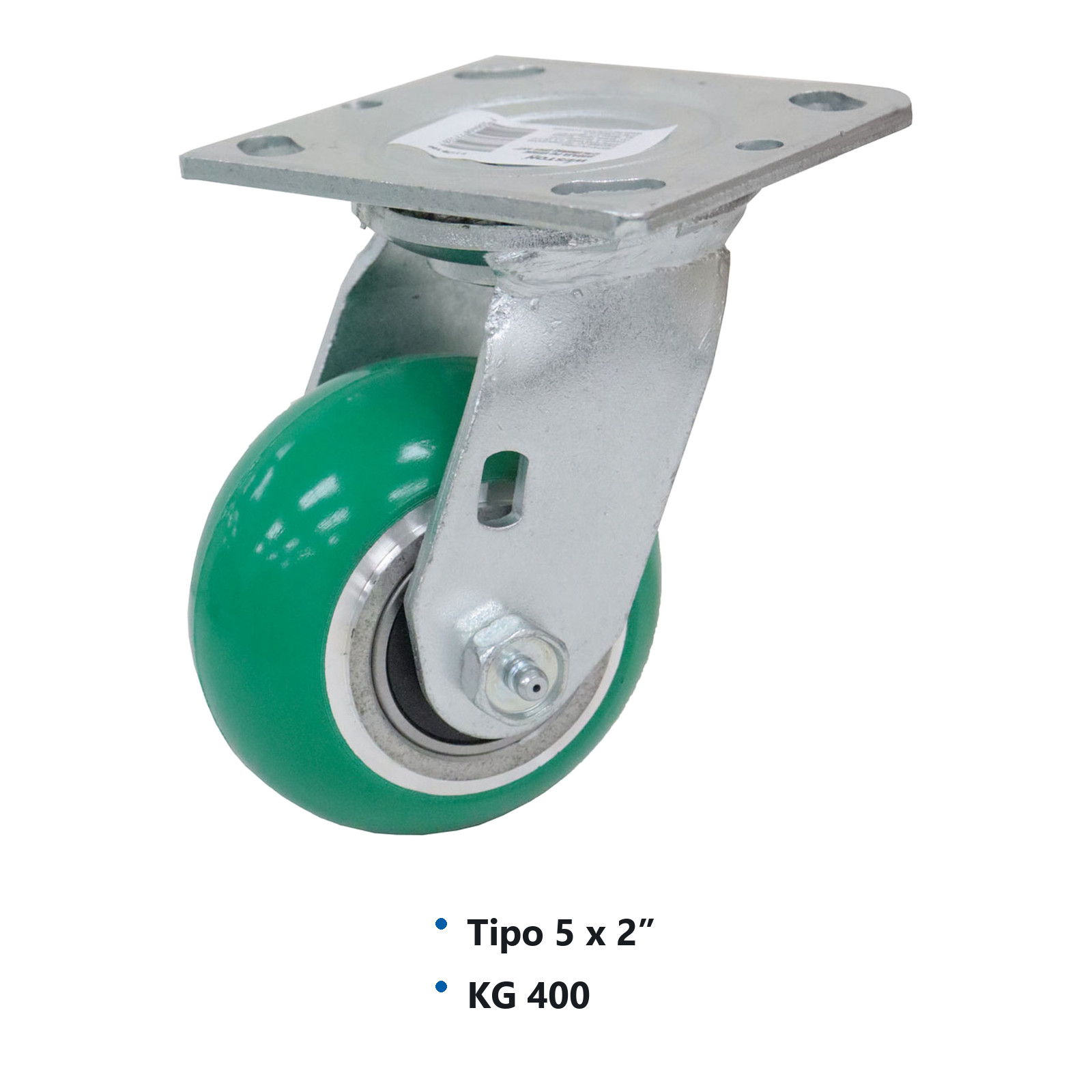 RODAJA PU VERDE C/ALUMINIO GIRA. 5X2" - Imagen 2