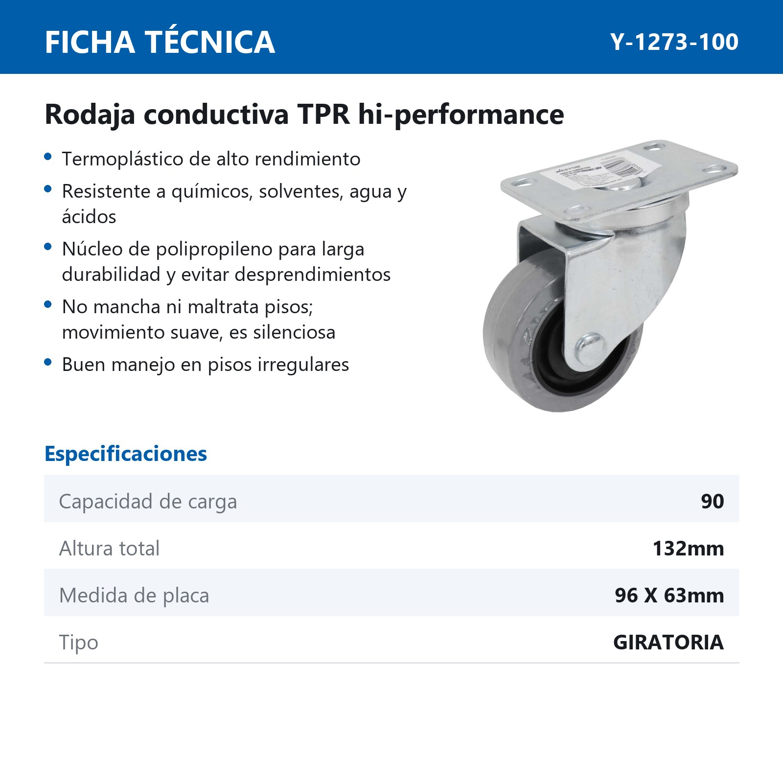 RODAJA CONDUCTIVA TPR HI-PERFORMANCE GIRA. 4X1-1/4" - Imagen 2