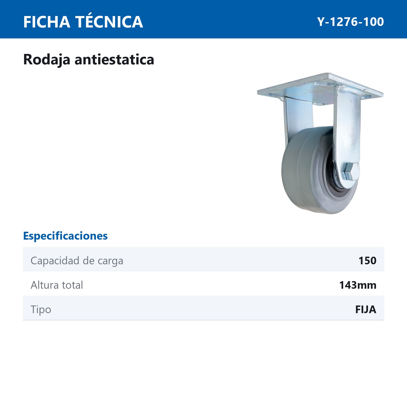 RODAJA ANTIESTATICA TPR FIJA 4" x 2" - Imagen 4