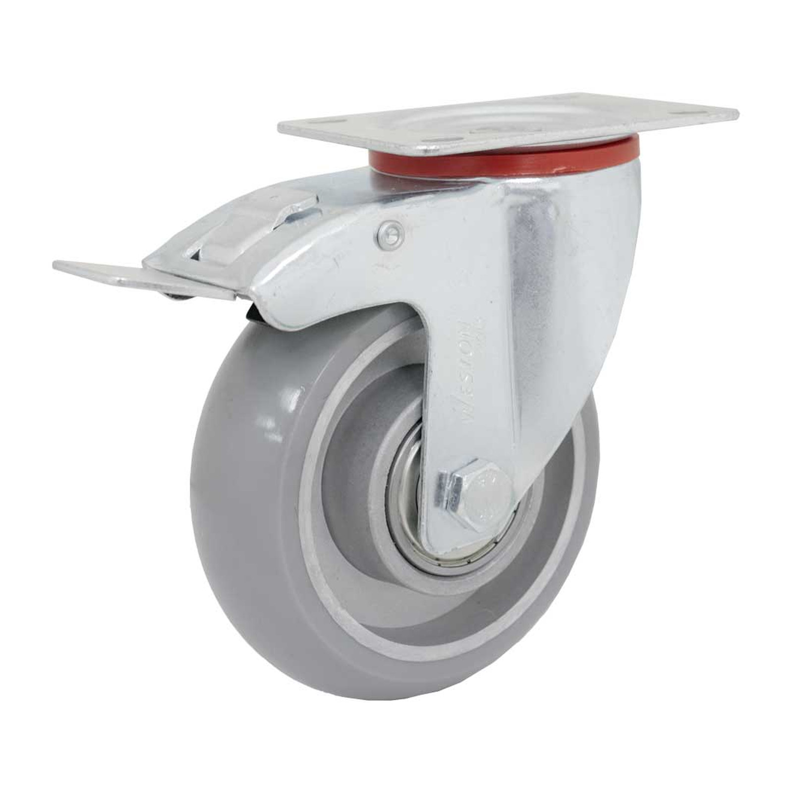 RODAJA ANTIESTATICA PU GIRATORIA CON FRENO 4" X 1-1/2" USO RUDO