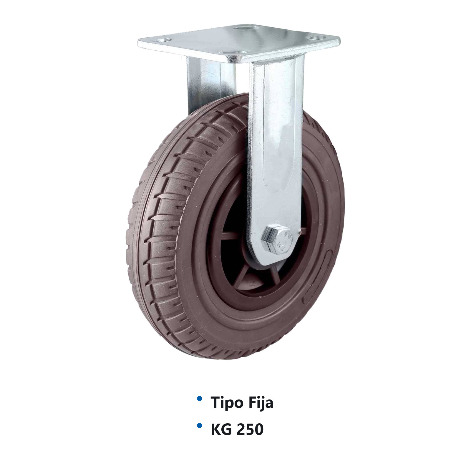 RODAJA DE HULE CAFE USO RUDO FIJA 6" (150X50MM) - Imagen 2
