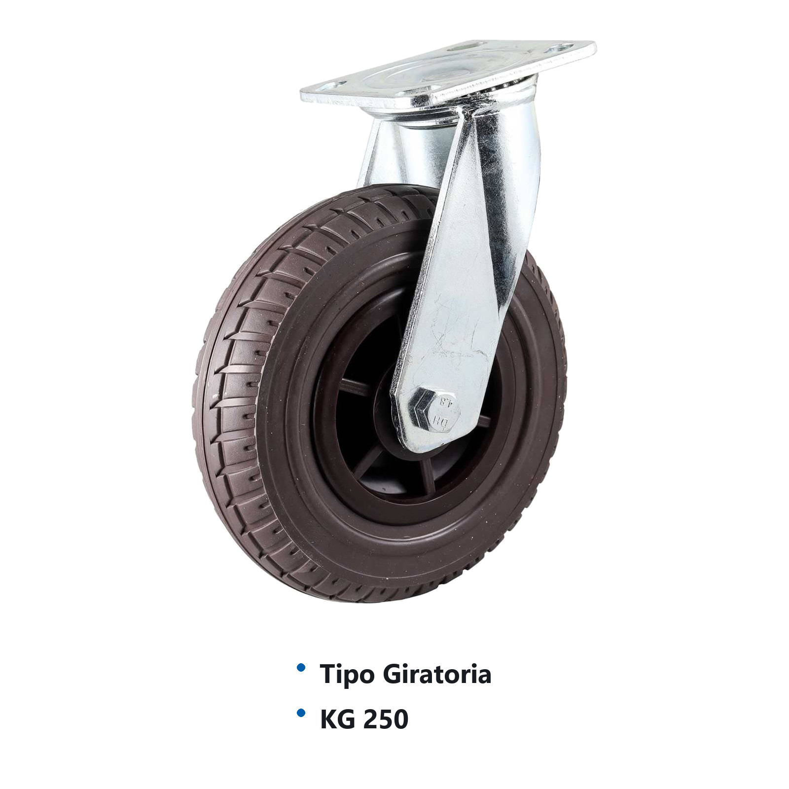 RODAJA DE HULE CAFE USO RUDO GIRATORIA 6" (150X50MM) - Imagen 2
