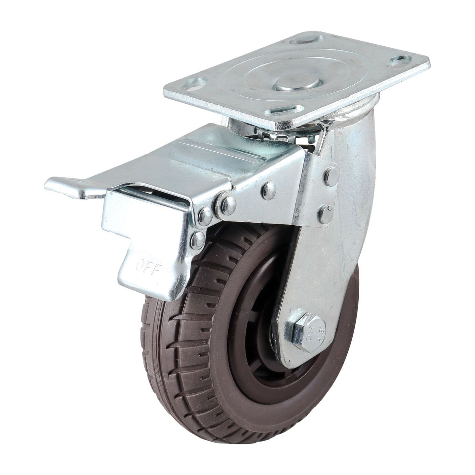 Rodaja Giratoria con Freno de Hule Café Uso Rudo 6" (150x50 mm) WESTON