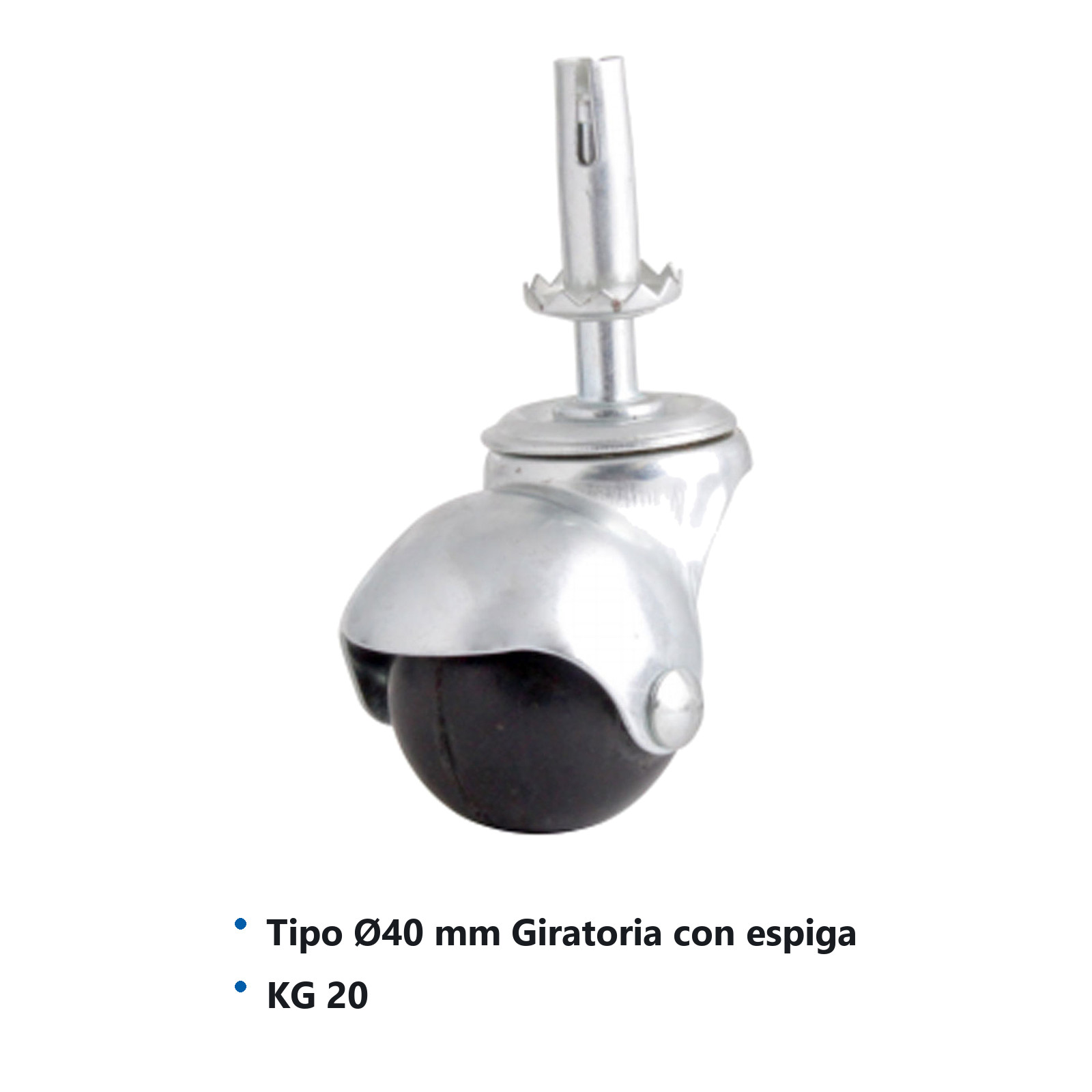 RODAJA DE BOLA C/ESPIGA 40MM Ø (Precio x pieza - Empaque c/4 pzas) - Imagen 2