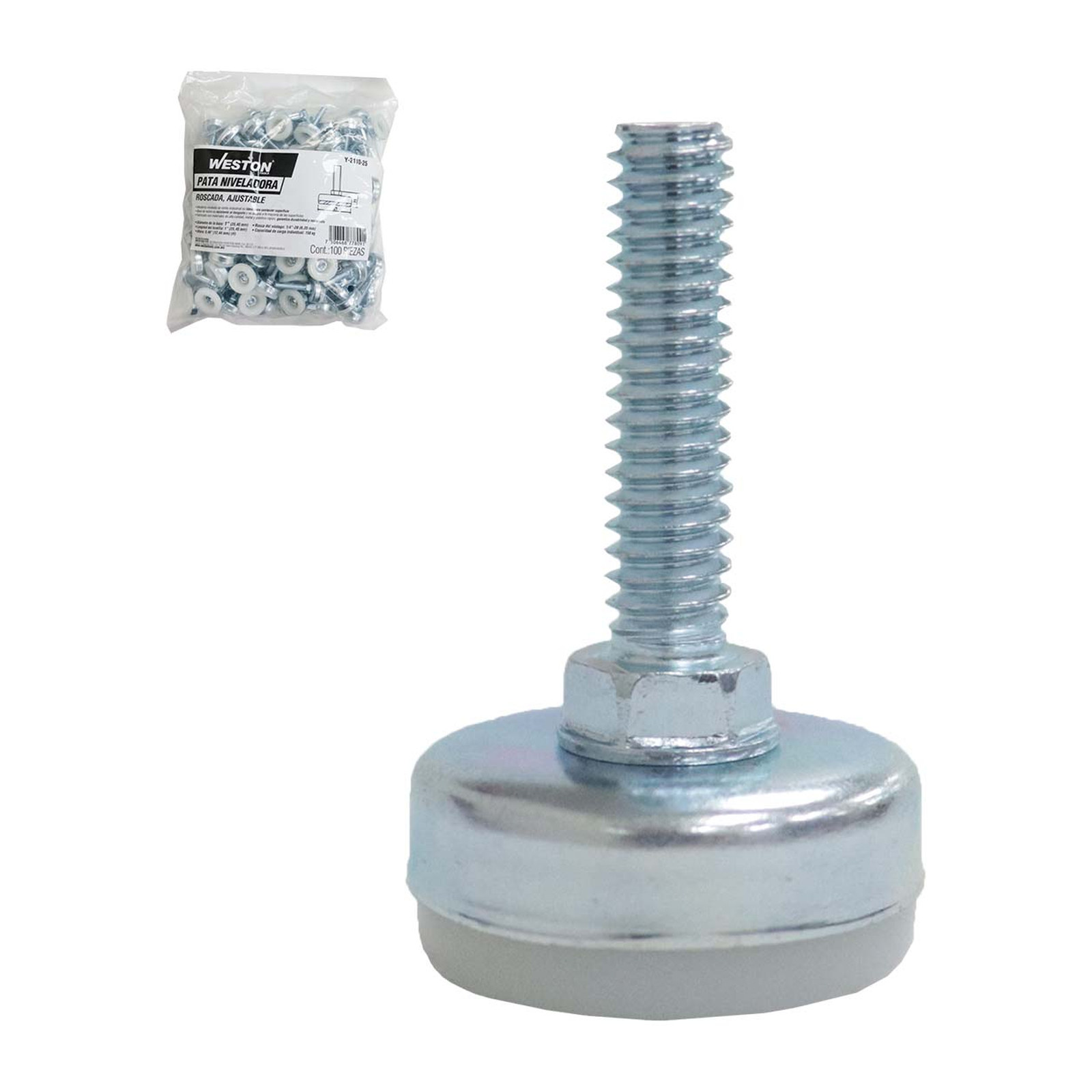 Pata Niveladora Roscada Ajustable con Zapata para Muebles 1" WESTON