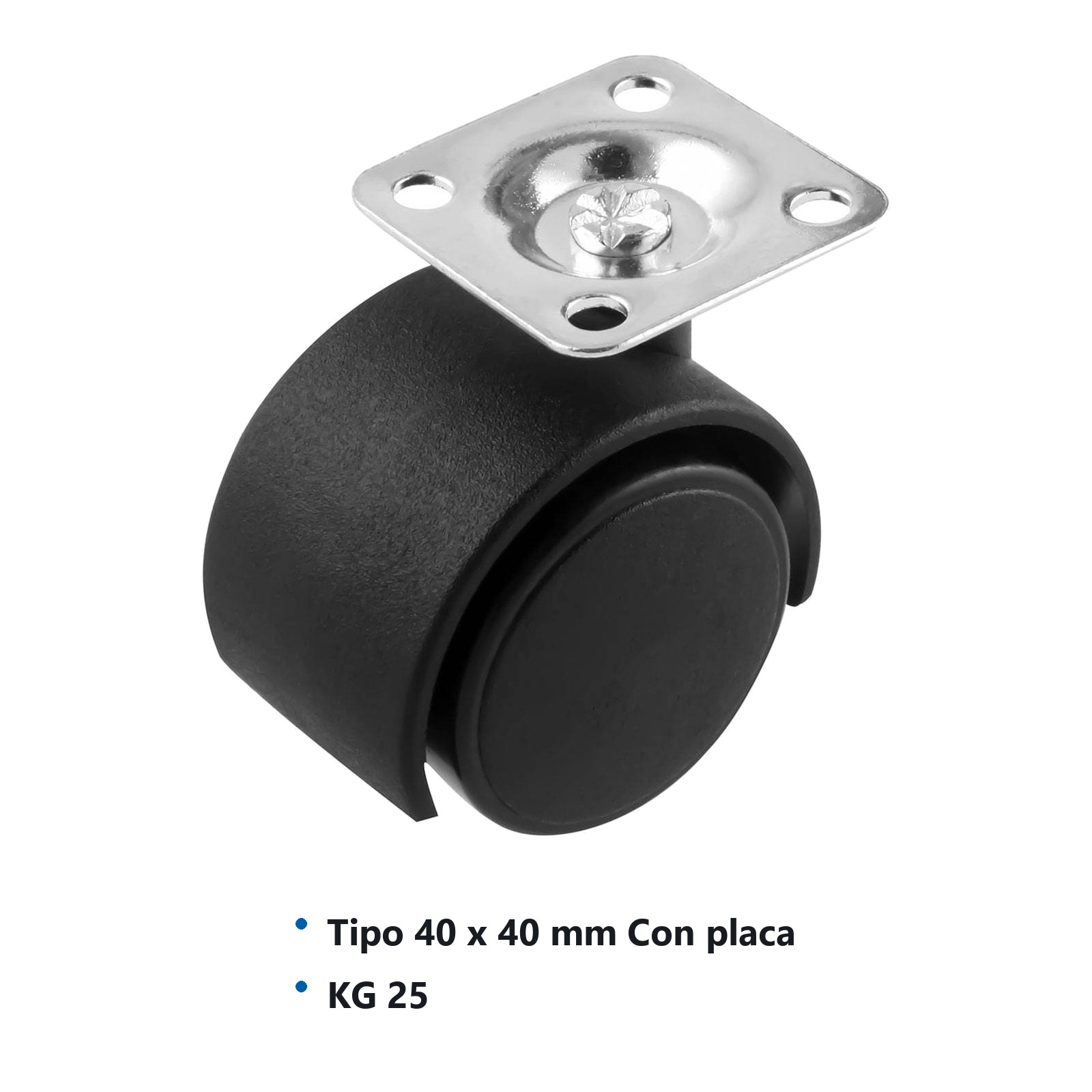 RODAJA TIPO YOYO C/PLACA 40MM x 40MM (Precio x pieza - Empaque c/4 pzas) - Imagen 3