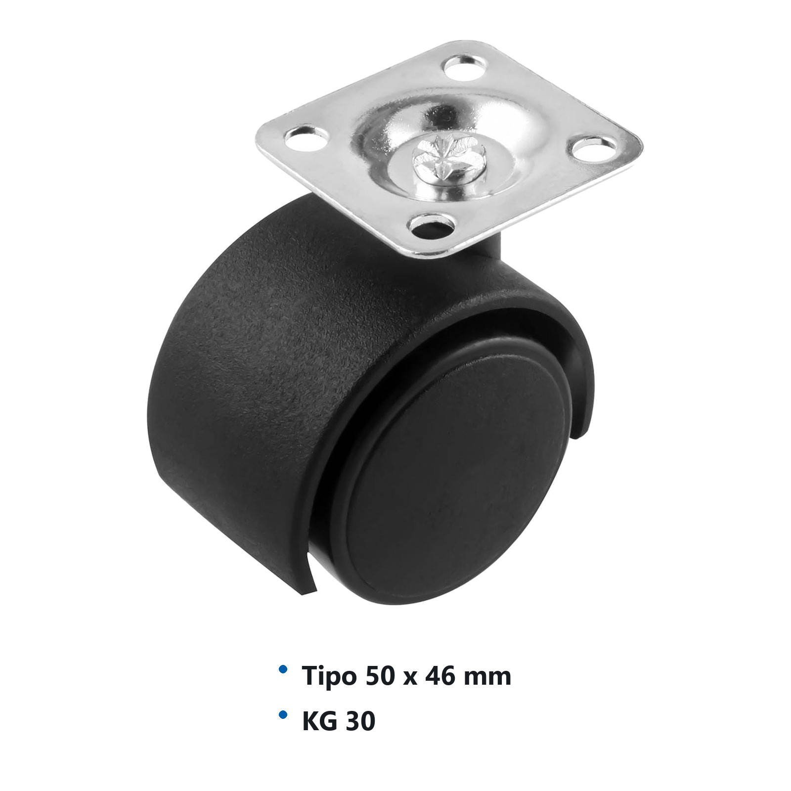 RODAJA TIPO YOYO C/PLACA 50MM X 46MM (Precio x pieza - Empaque c/4 pzas) - Imagen 3