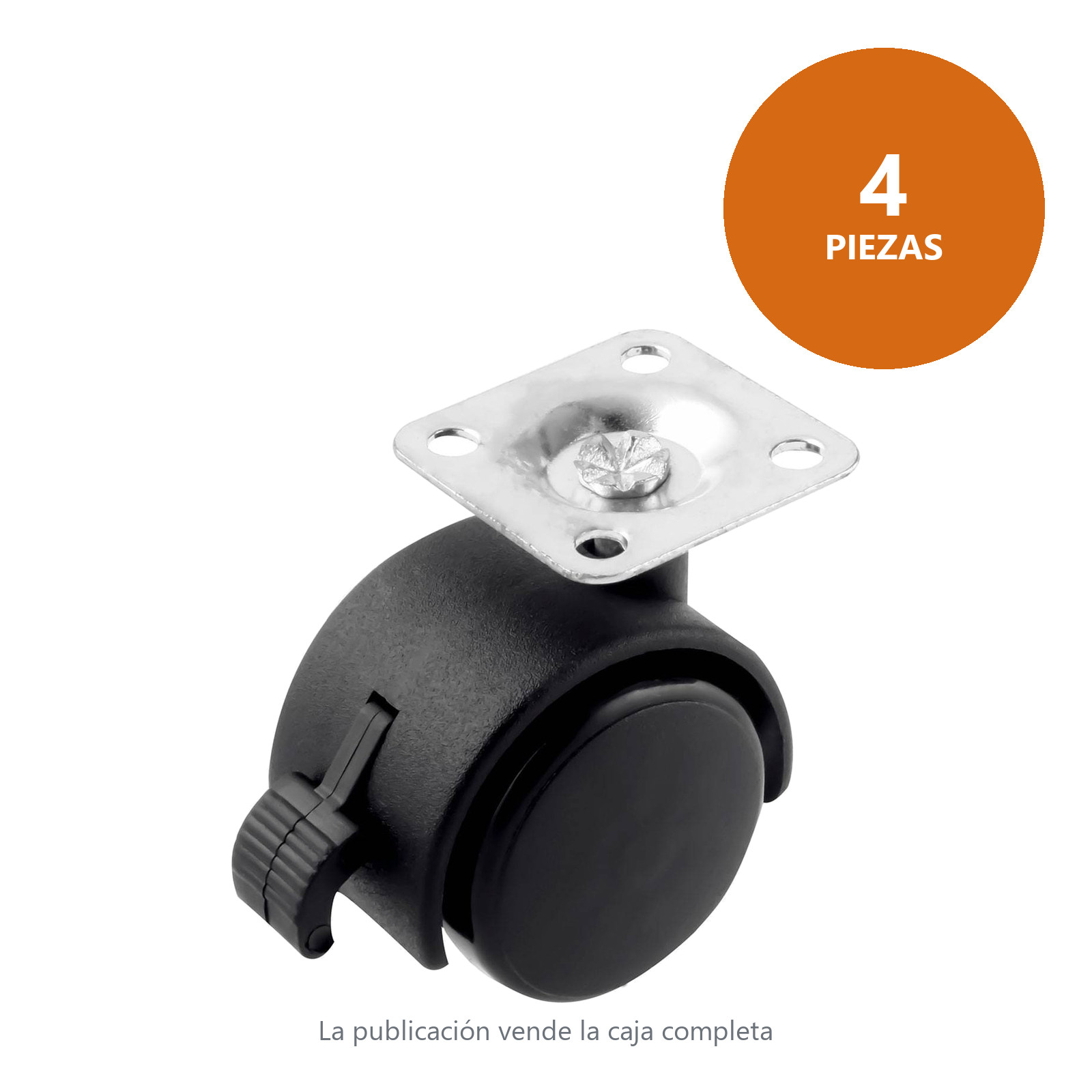 RODAJA TIPO YOYO PLACA C/FRENO 40MM X 40MM (Precio x pieza - Empaque c/4 pzas) - Imagen 2