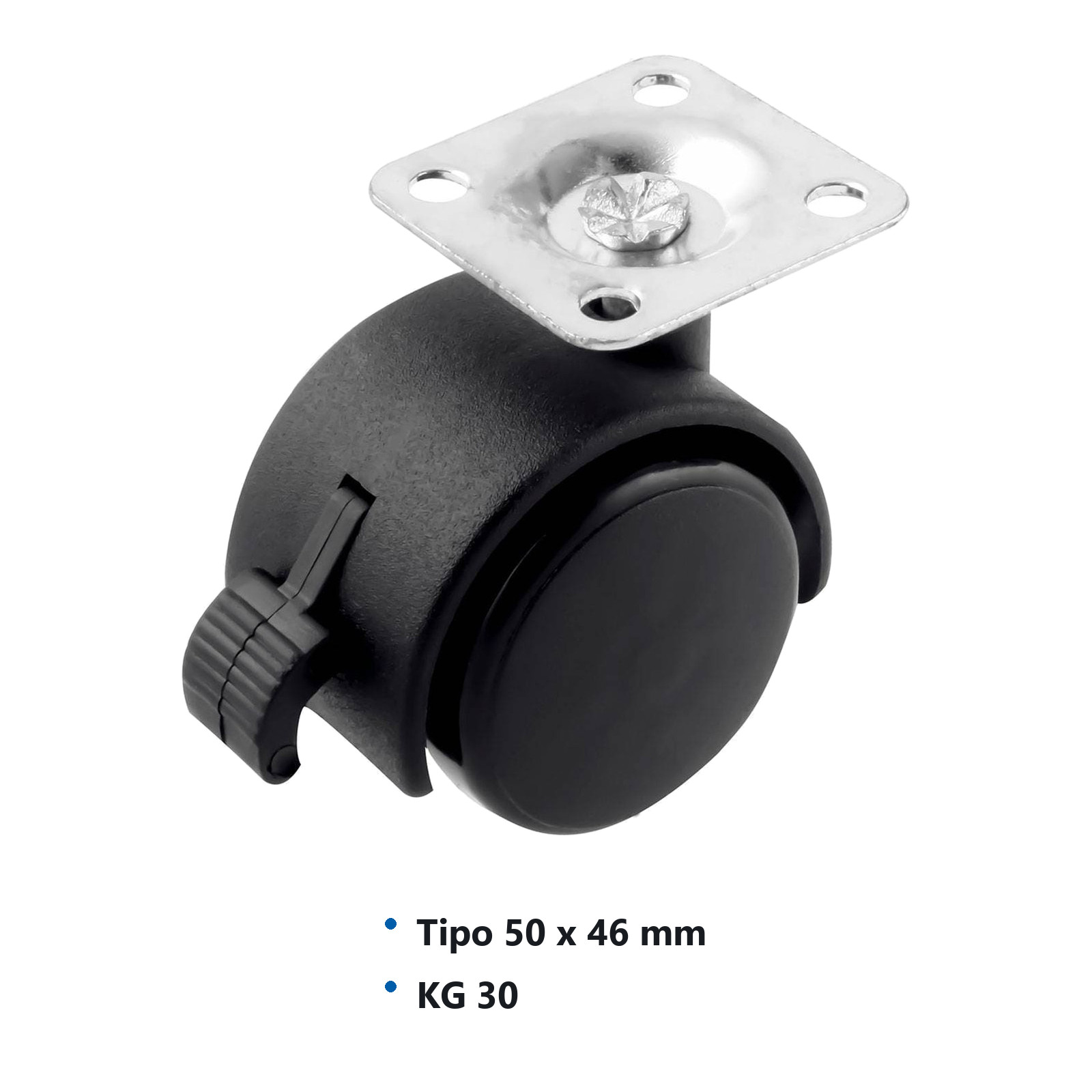 RODAJA TIPO YOYO PLACA C/FRENO 50MM X 46MM (Precio x pieza - Empaque c/4 pzas) - Imagen 3