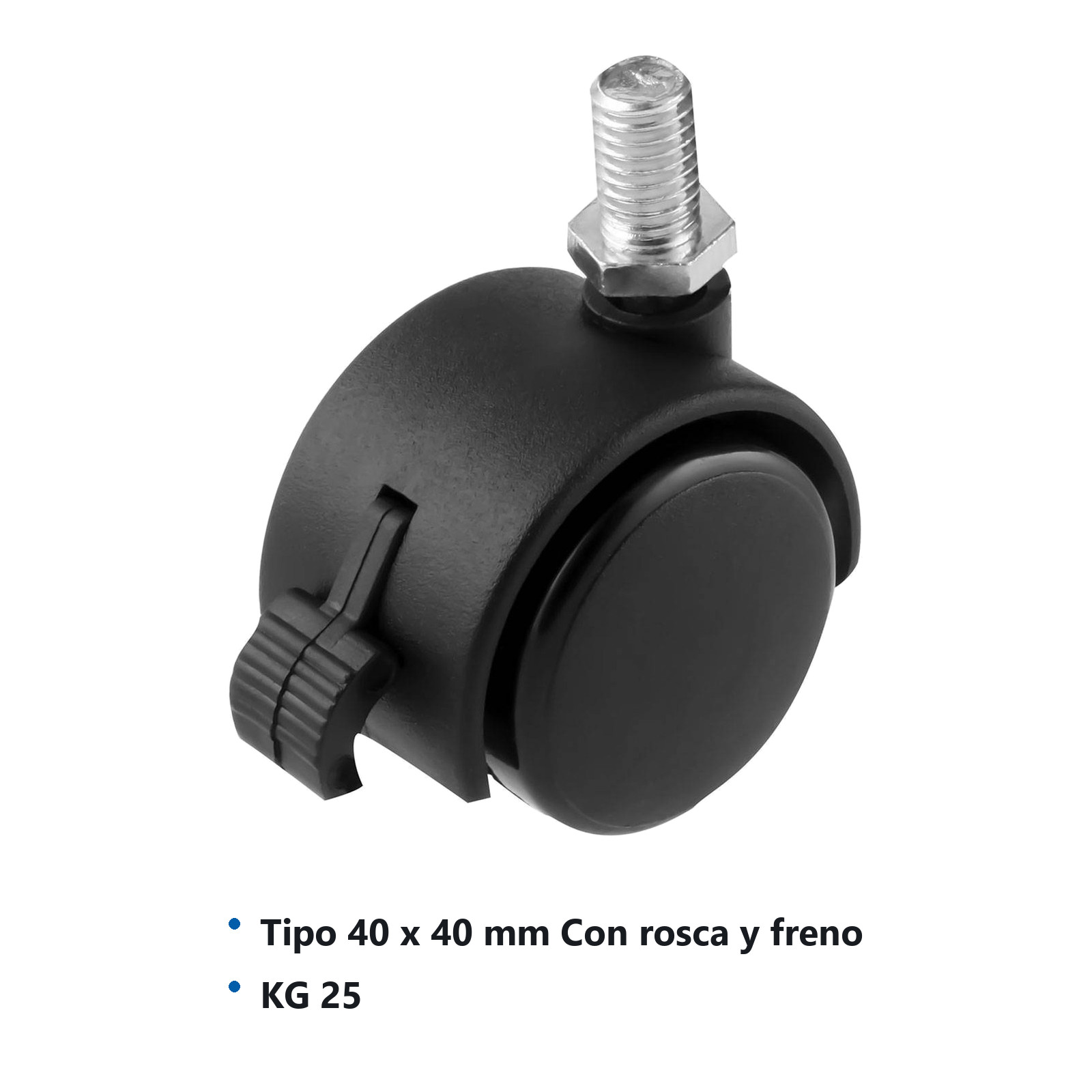 RODAJA TIPO YOYO C/ROSCA 3/8-16 Y FRENO 40MM X 40MM (Precio x pieza - Empaque c/4 pzas) - Imagen 3