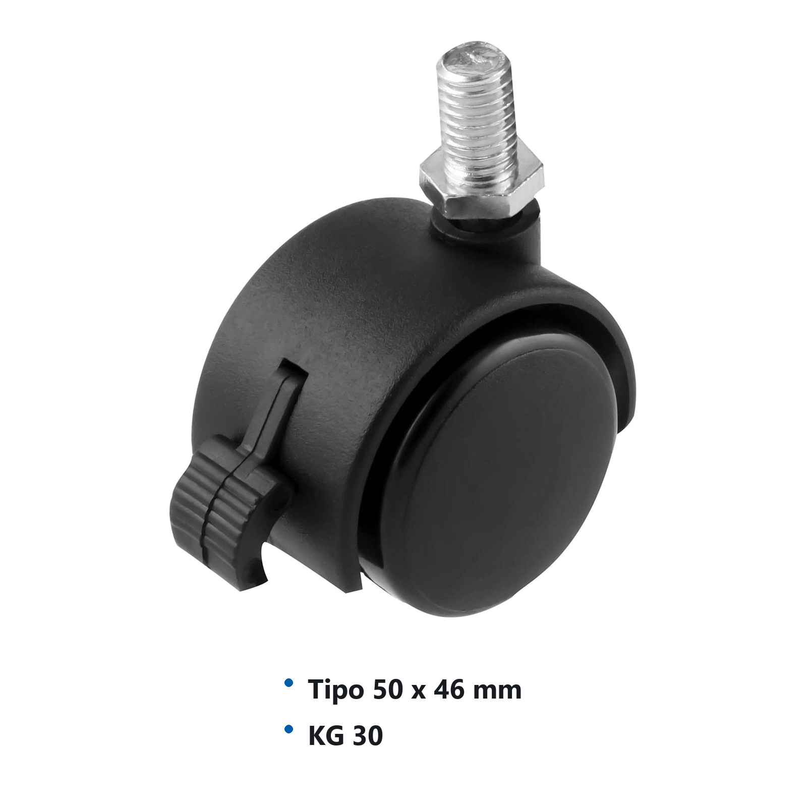 RODAJA TIPO YOYO C/ROSCA 3/8-16 Y FRENO 50MM X 46MM (Precio x pieza - Empaque c/4 pzas) - Imagen 3