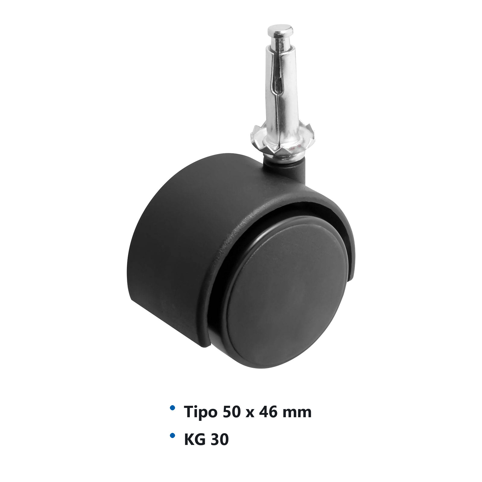 RODAJA TIPO YOYO ESPIGA P/MADERA 50MM X 46MM (Precio x pieza - Empaque c/4 pzas) - Imagen 3