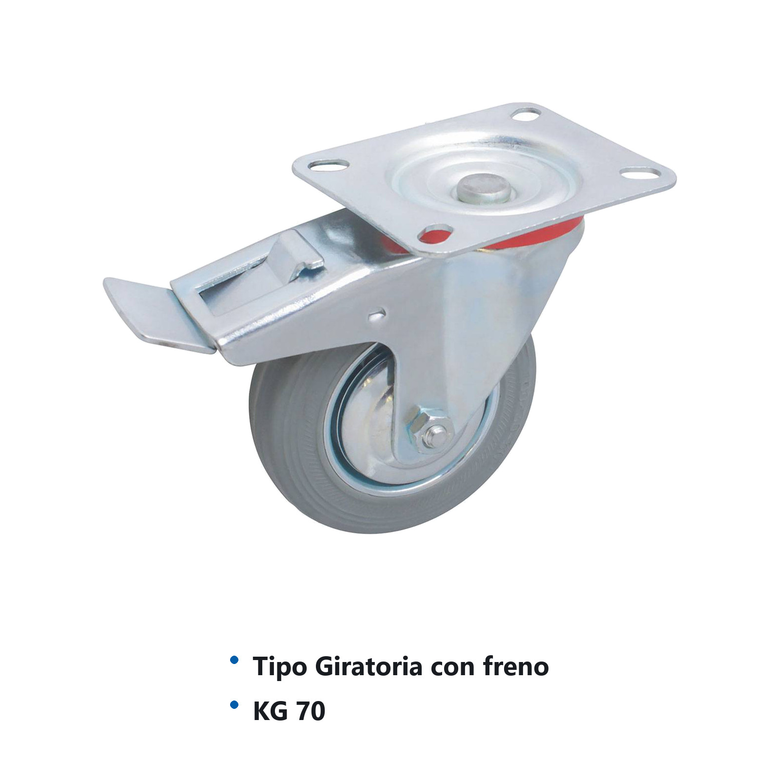 RODAJA GRIS INDUSTRIAL GIRA. C/FRENO 100X30MM - Imagen 2