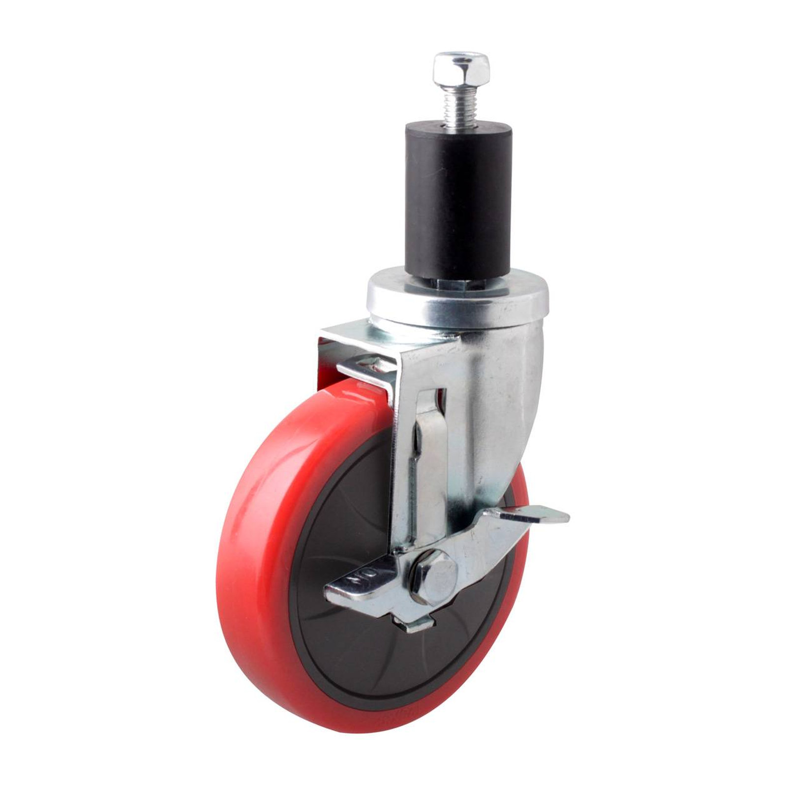 Rodaja para Carrito Super con Freno 5" x 1-1/4" con Poste 60 mm y Empaque de Goma WESTON