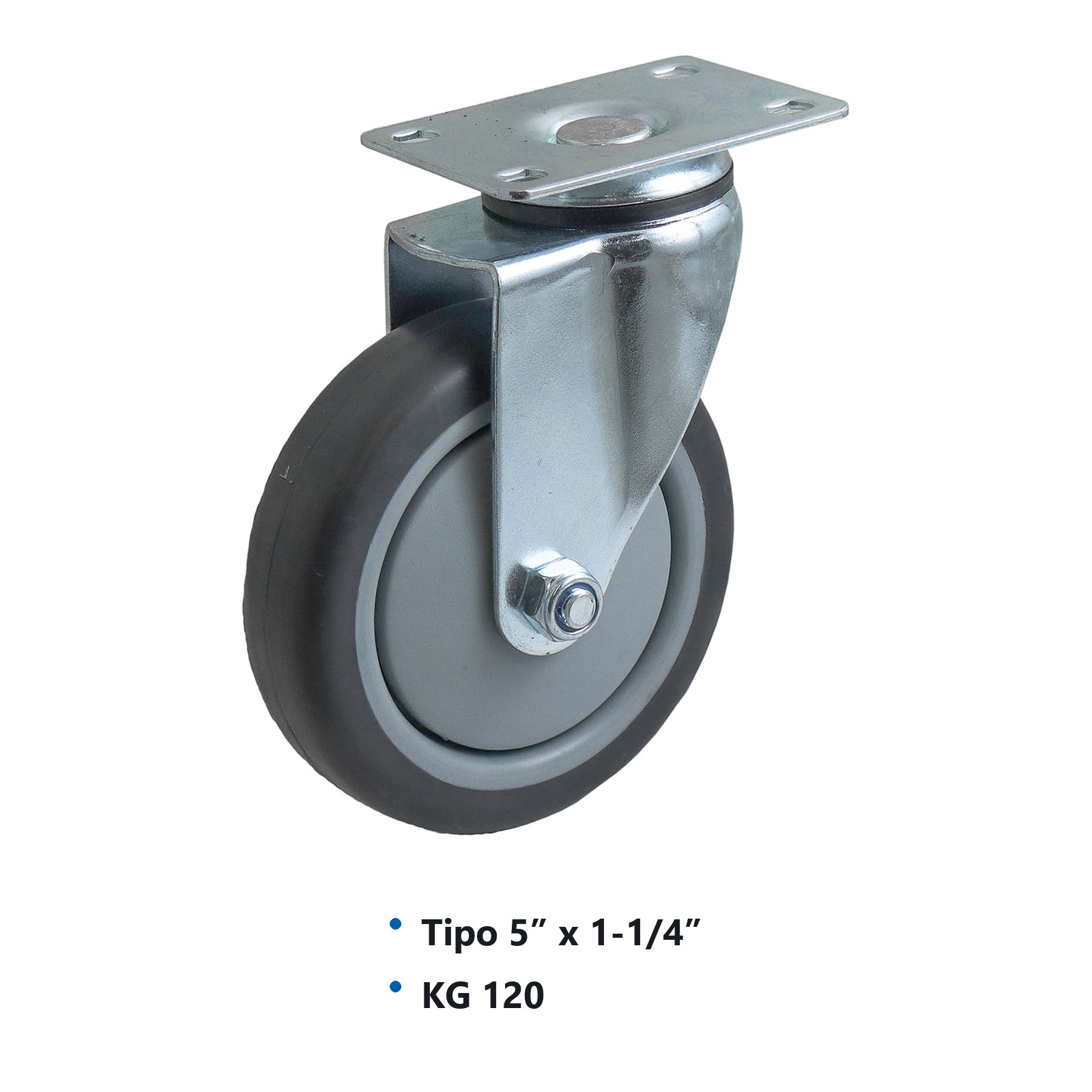 RODAJA DE TPR CON PP GIRATORIA 5X1-1/4" - Imagen 2
