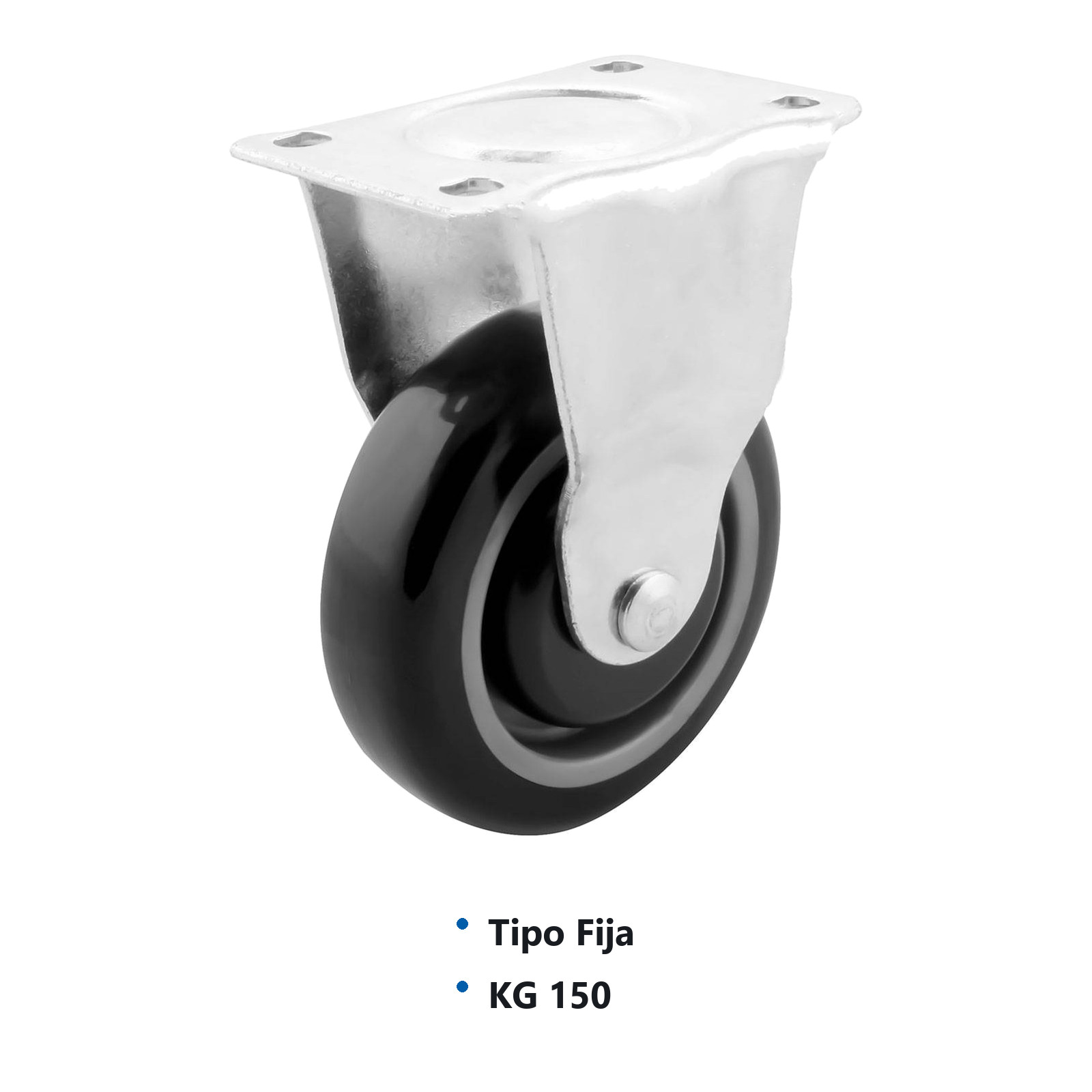 RODAJA PU/PP 4" x 1-1/4" P/CARRITO SUPER FIJA - Imagen 2