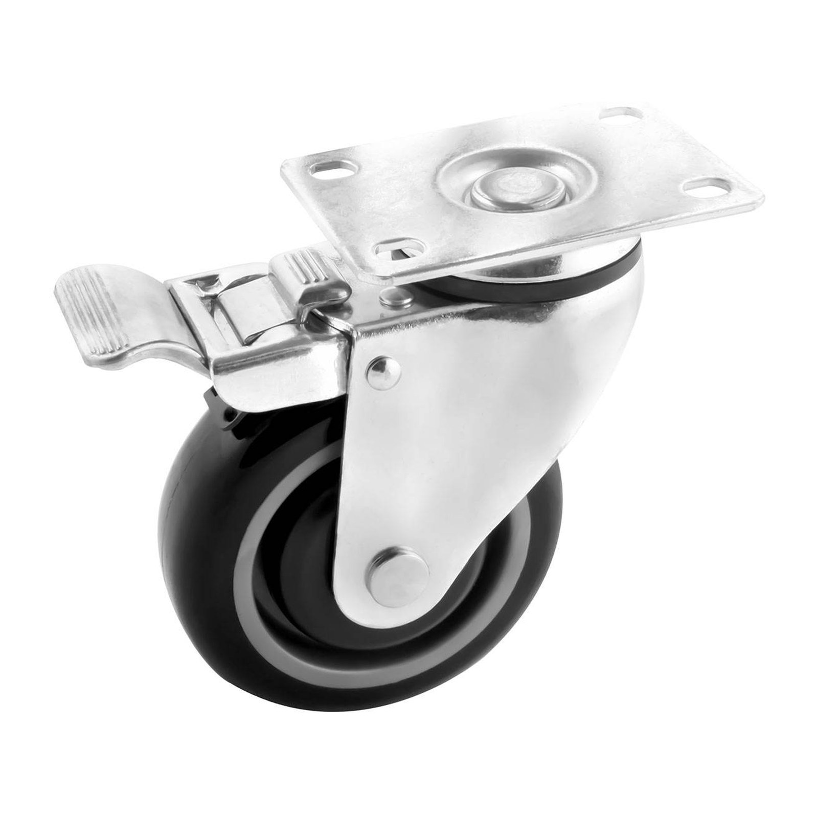 Rodaja PU/PP 4" x 1-1/4" con Super Giro y Freno para Carrito WESTON