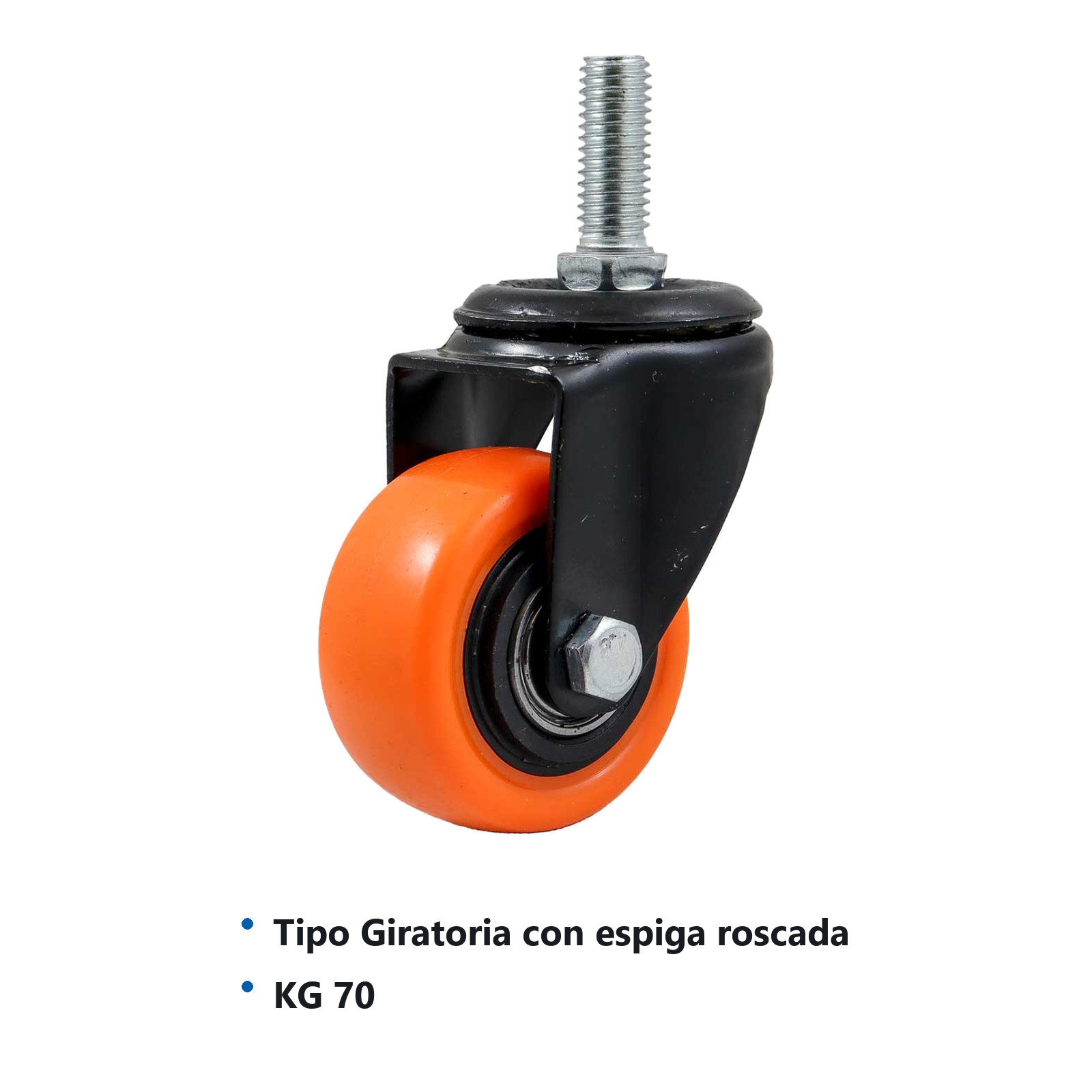 RODAJA NARANJA PU GIR. C/ESPIGA ROSCADA 2" x 1" - Imagen 2