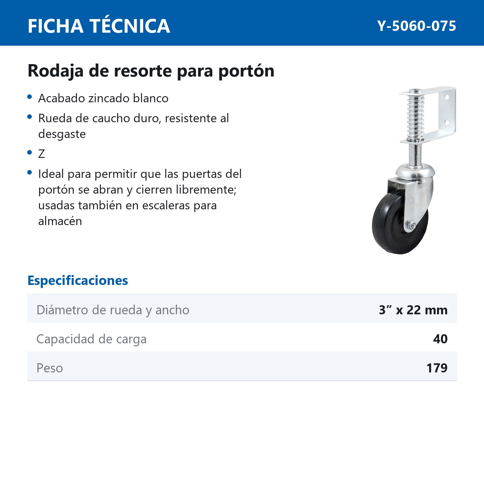RODAJAS DE RESORTE PARA PORTON 3" X 22MM - Imagen 2