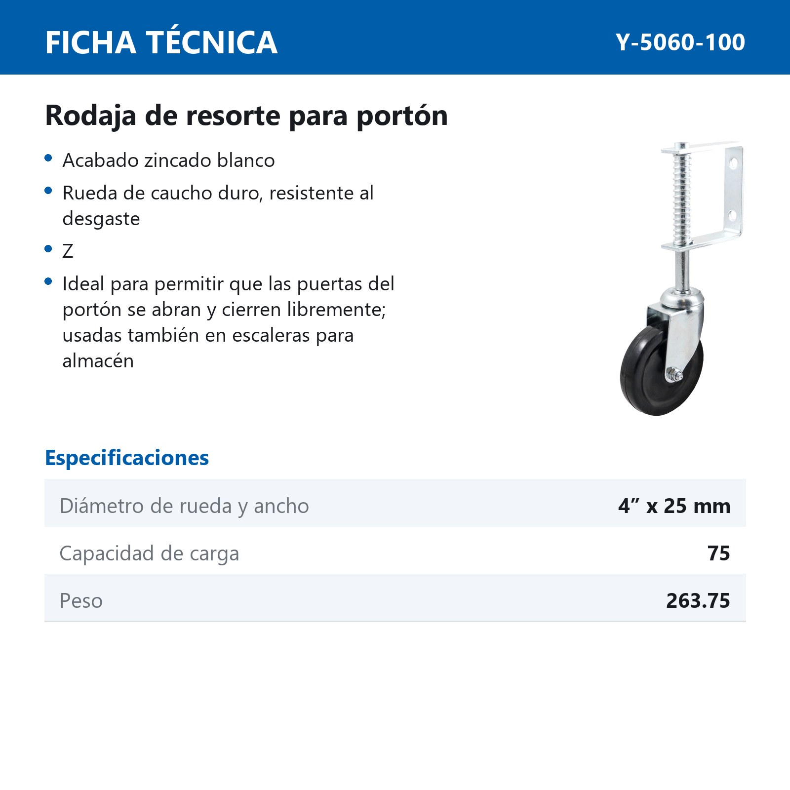 RODAJAS DE RESORTE PARA PORTON 4" X 25MM - Imagen 2
