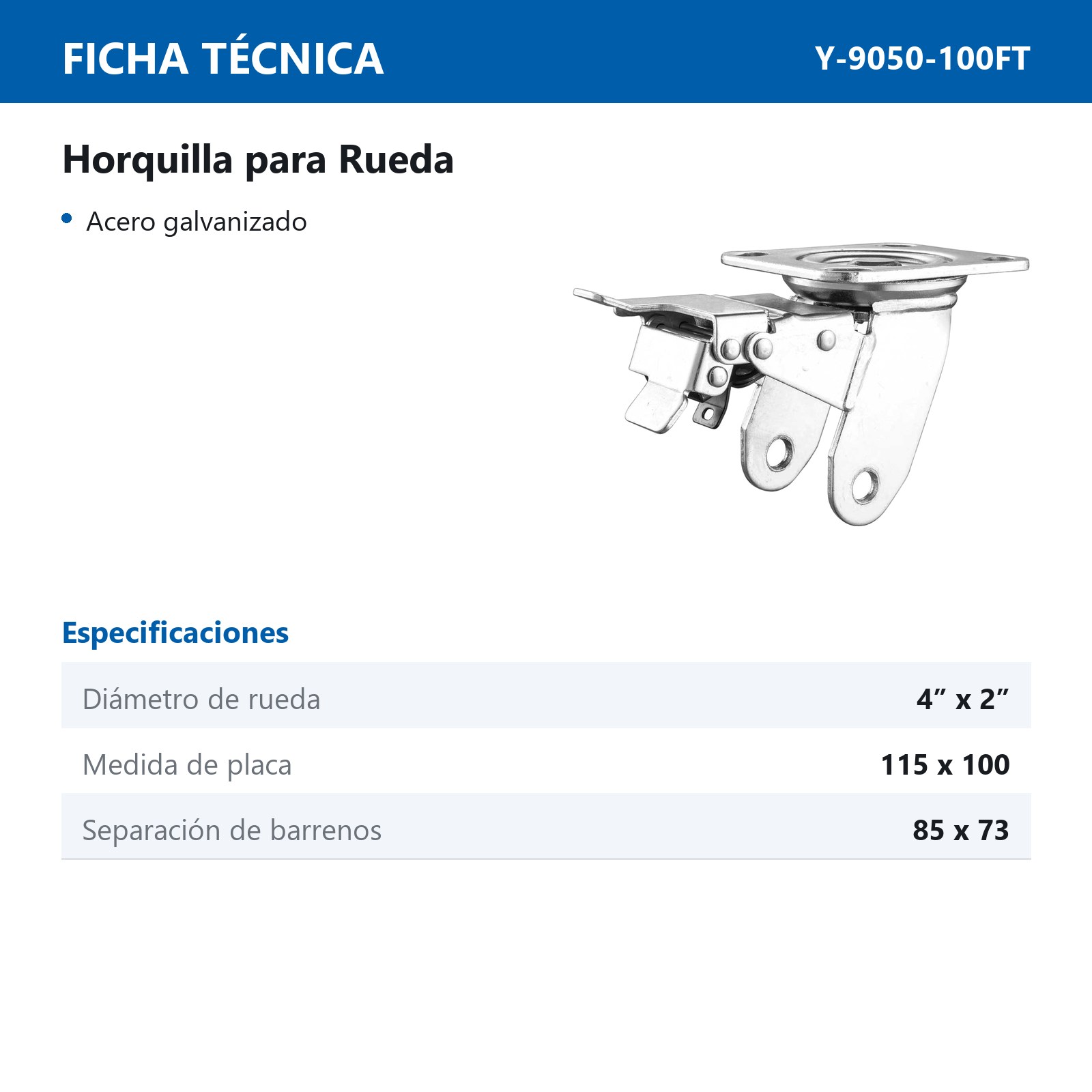 HORQUILLA GIRA. C/FRENO 4 X 2" FRENO TOTAL - Imagen 2