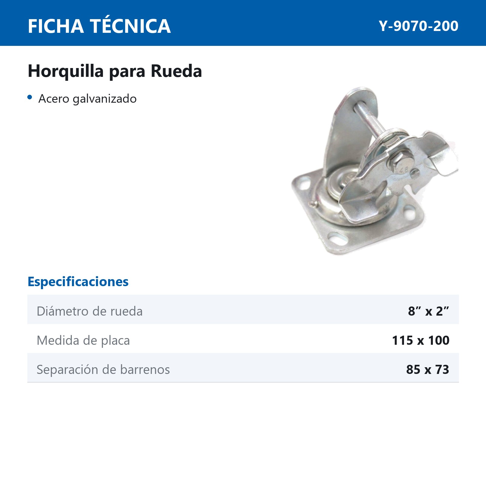 HORQUILLA GIRATORIA C/FRENO 8 X 2" - Imagen 2