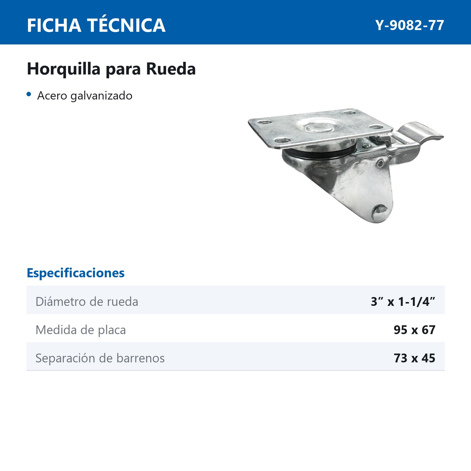HORQUILLA GIRA. C/FRENO TOTAL 3" P/1-1/4" - Imagen 2