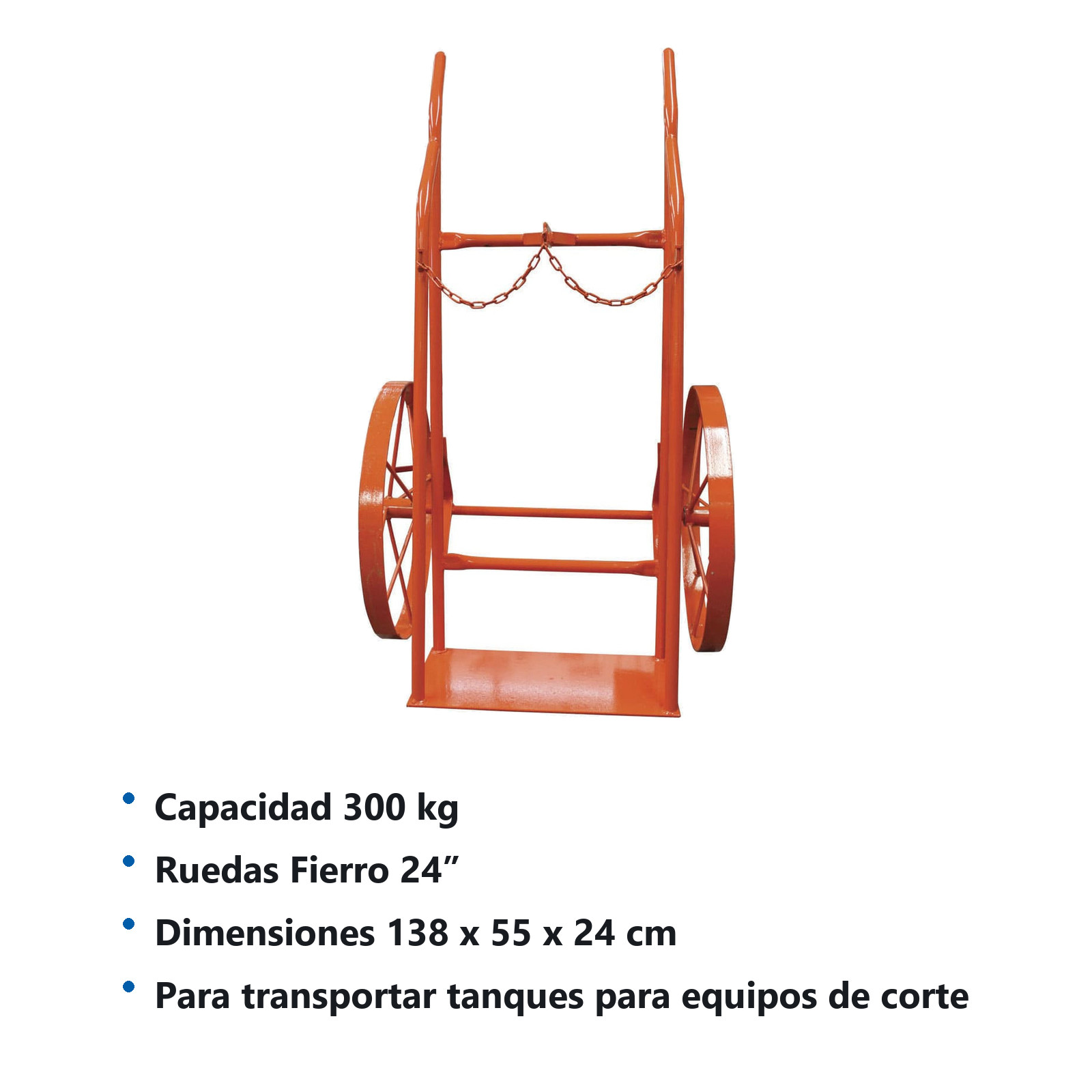 CARRETILLA PORTA TANQUE OXI/ACETILENO PROF. RUEDA DE FIERRO - Imagen 2