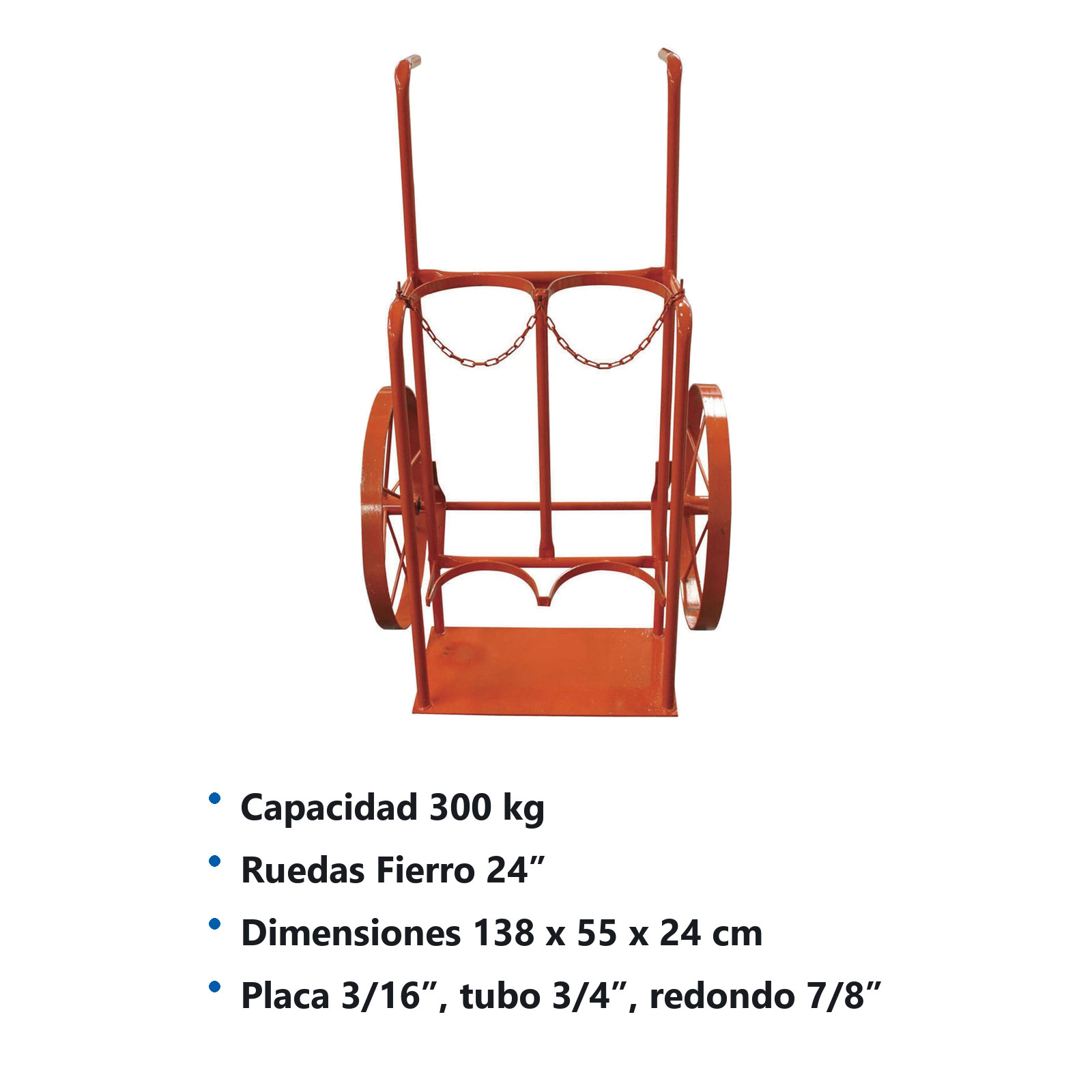 CARRETILLA PORTA TANQUE OXI/ACETILENO REFORZADO RUEDA DE FIERRO - Imagen 2