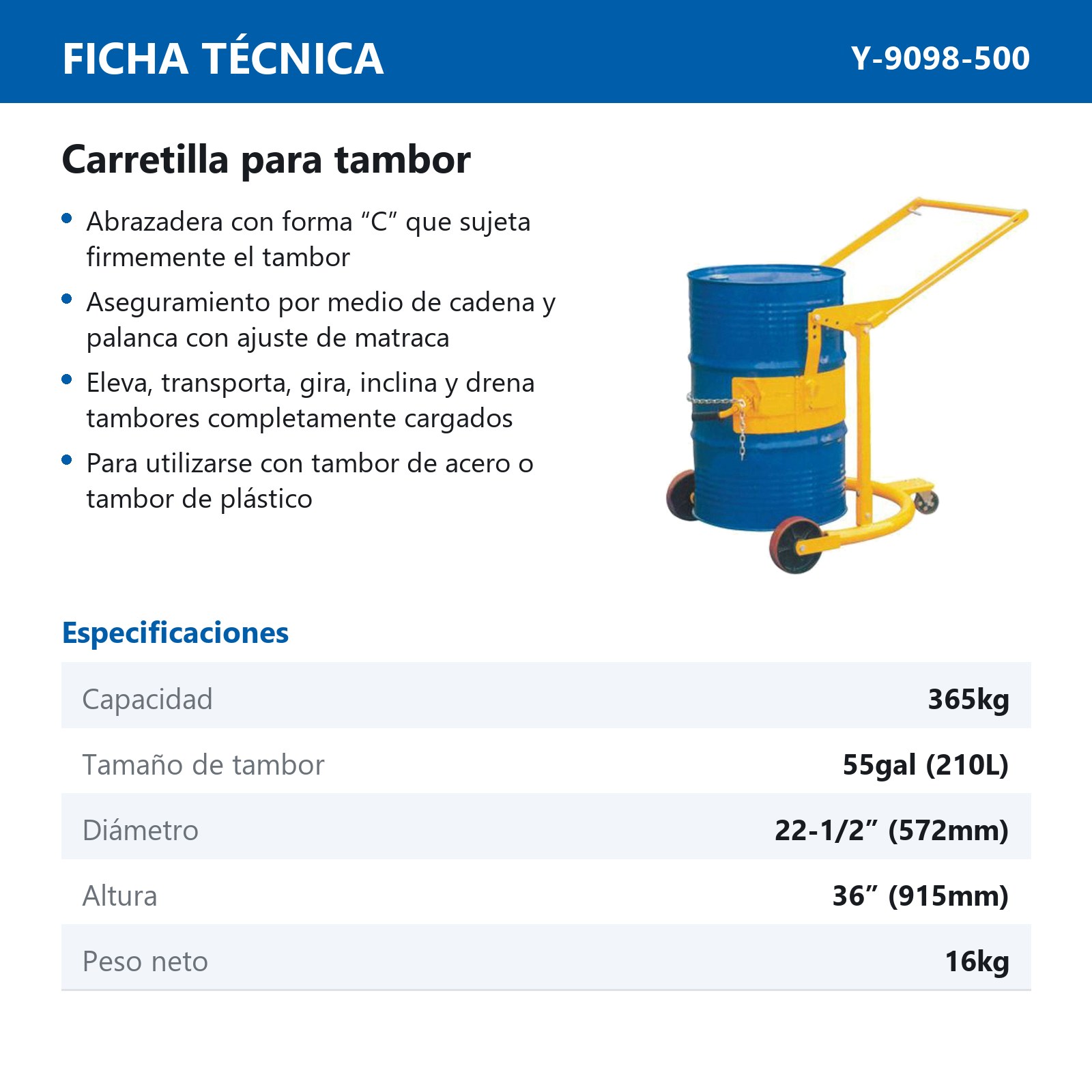 CARRETILLA P/TAMBO 365KG - Imagen 2