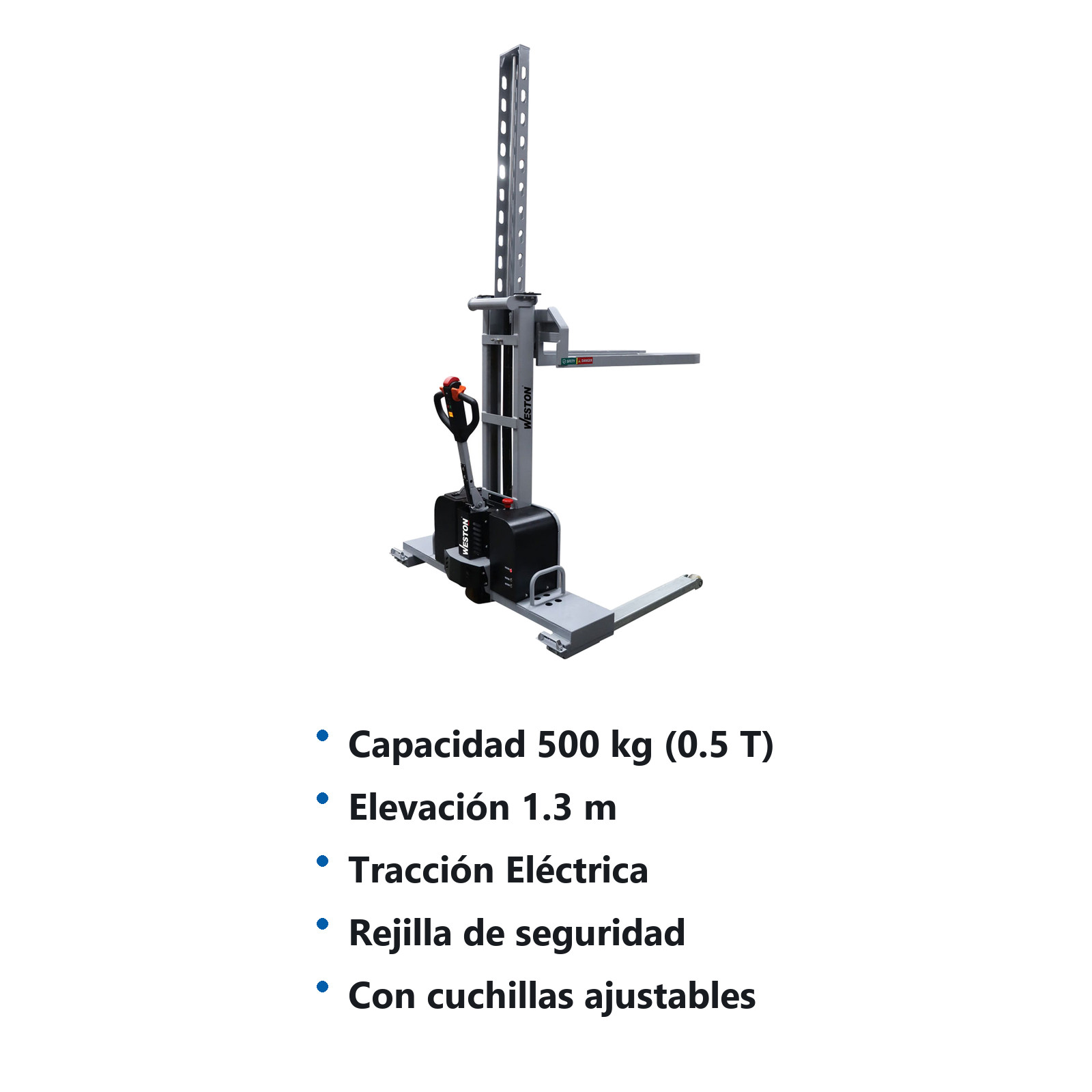 APILADOR AUTOCARGABLE ELECTRICO CAP.500kg 1.3m LEVANTE C/ELEVACION Y CONDUCCION ELECTRICA - Imagen 2