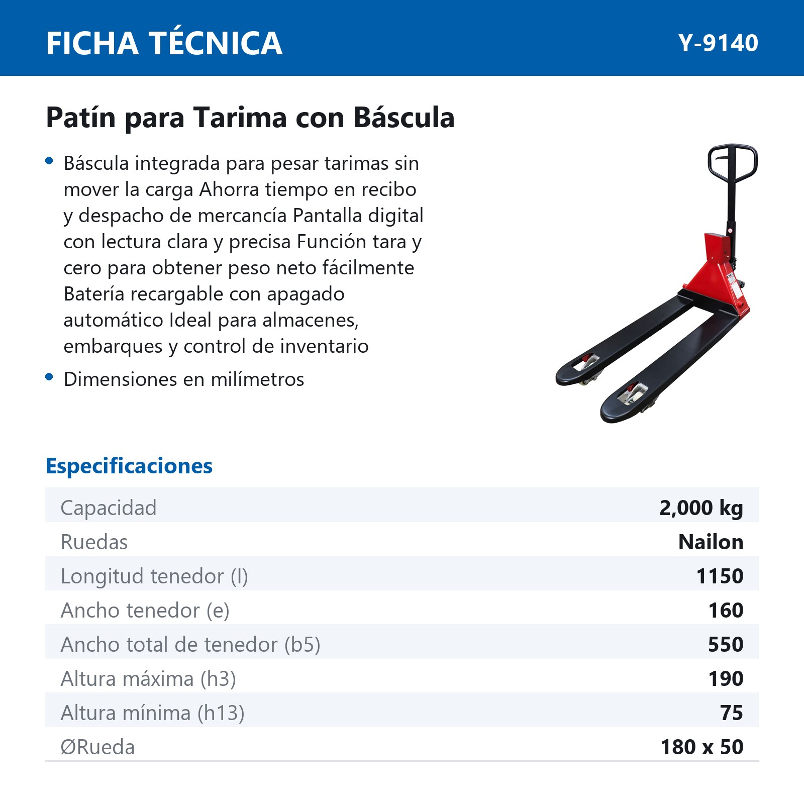 PATIN P/TARIMA C/BÁSCULA 2TON. - Imagen 4