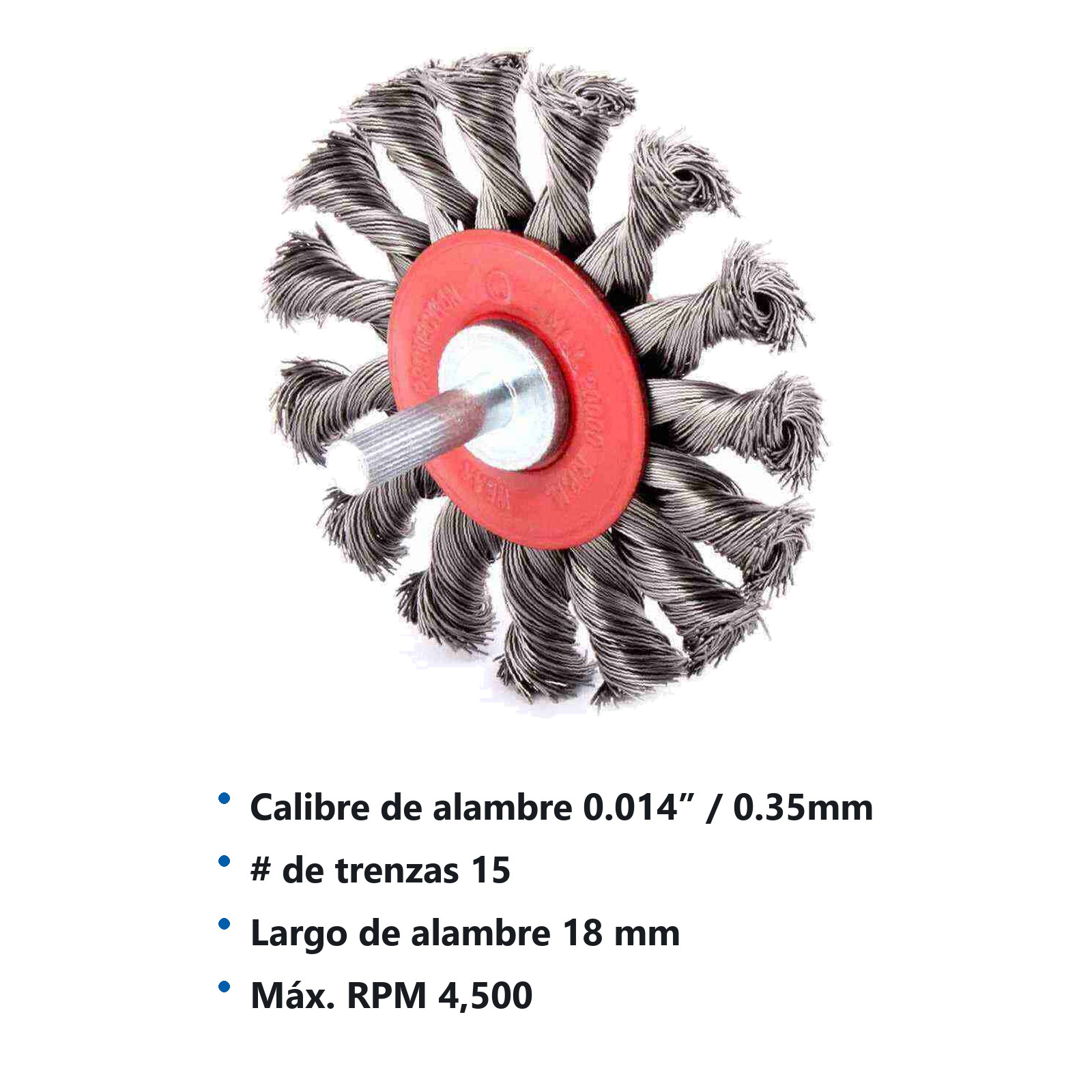 CEPILLO CIRCULAR TRENZADO 3" C/VASTAGO 1/4" A. AL CARBON  .014" - Imagen 2